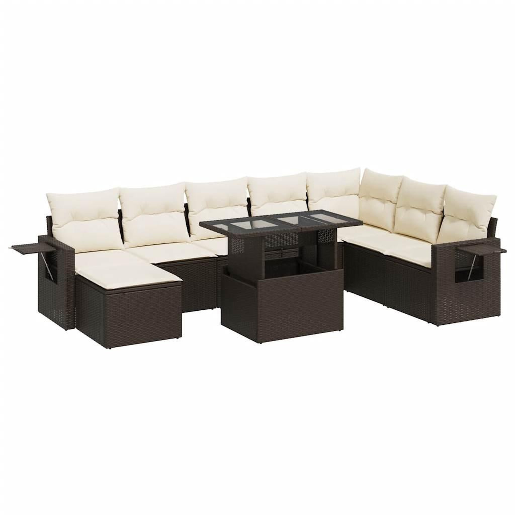 Voir la diapositive 2 : VIDAXL Salon de jardin avec coussins 9 pcs marron resine tressee