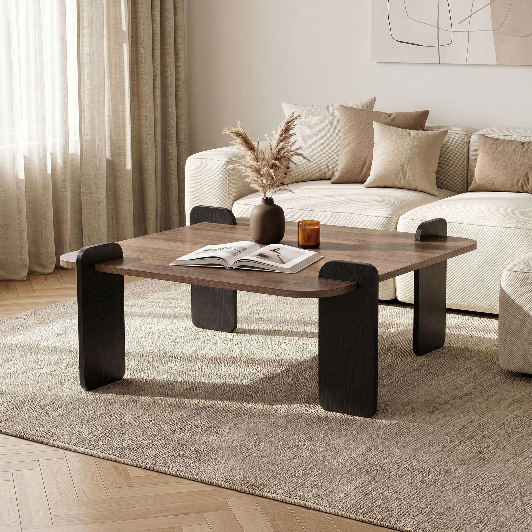 Voir la diapositive 2 : Habitat et Jardin Table basse en bois  marais  - 90 x 90 x 35 cm - marron
