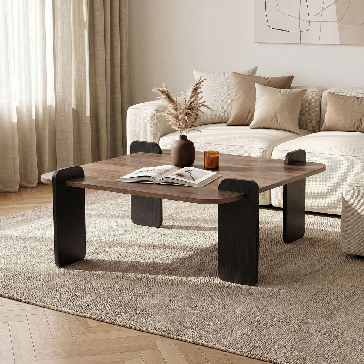 Habitat et Jardin Table basse en bois  Marais  - 90 x 90 x 35 cm - Marron