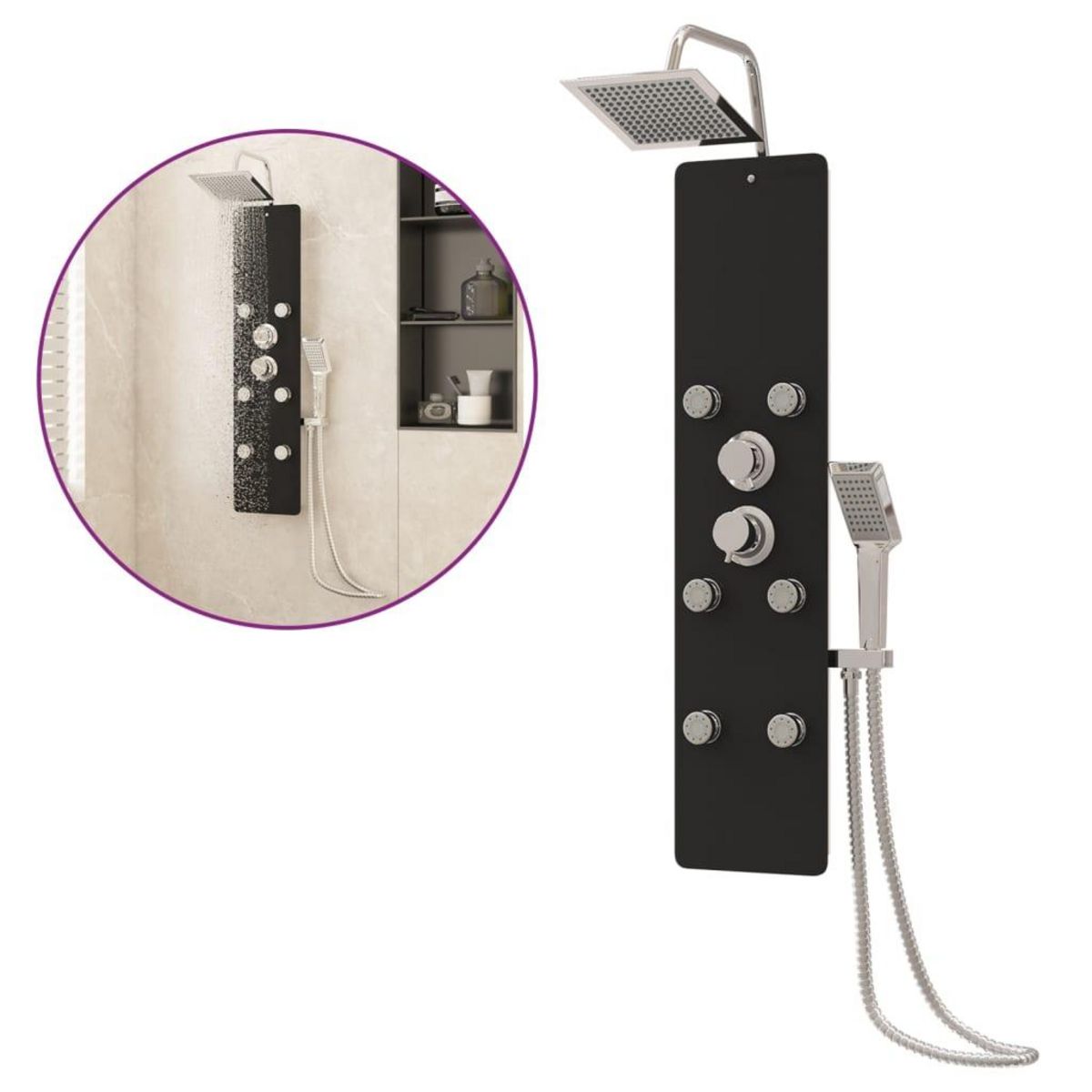 VIDAXL Panneau de douche Verre 25x47,5x130 cm Noir