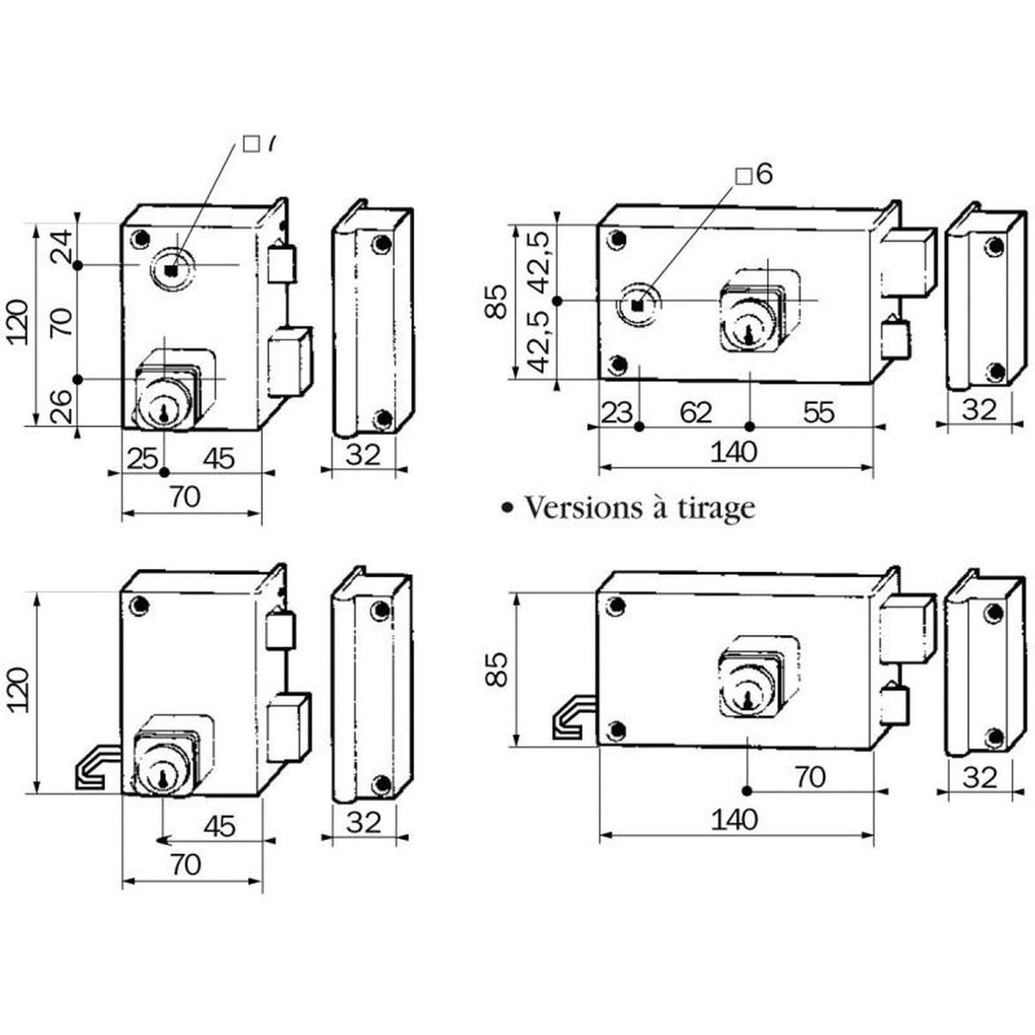Voir la diapositive 3 : BRICARD Serrure monopoint en applique ALPHA cylindre rond Vertical tirage droite BRICARD 450110
