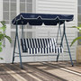 Voir la diapositive 4 : OUTSUNNY Balancelle de jardin 3 places toit réglable acier polyester bleu blanc rayé