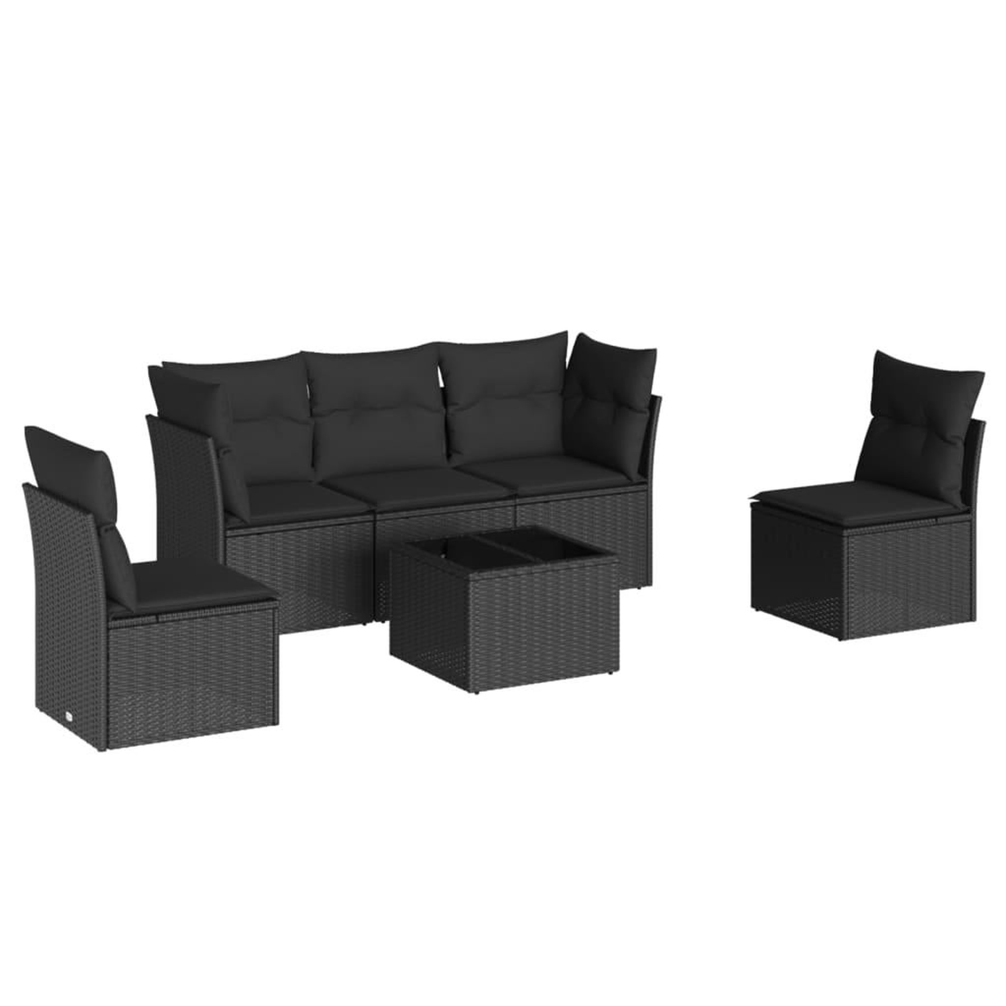 Voir la diapositive 2 : VIDAXL Salon de jardin 6 pcs avec coussins noir resine tressee