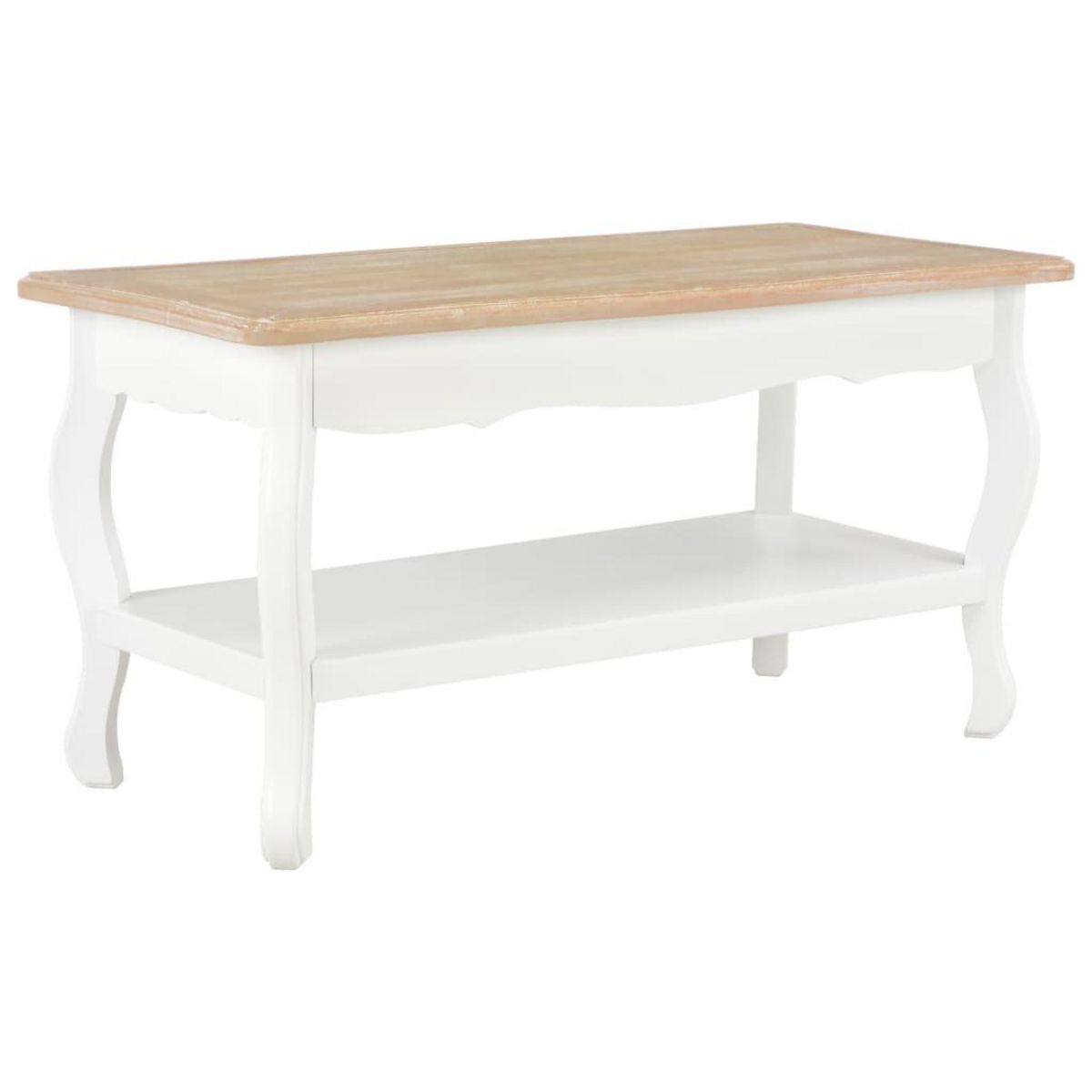 VIDAXL Table basse Blanc et marron 87,5x42x44 cm Bois de pin massif