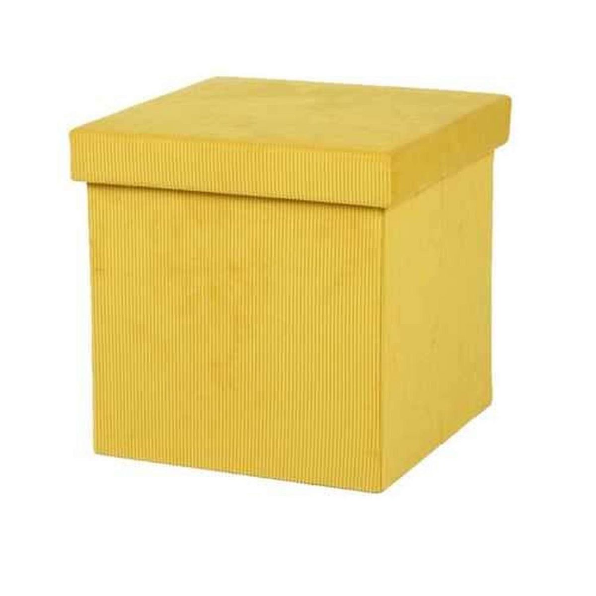 DIVERS Pouf de rangement pliable Kube en velours côtelé - Jaune