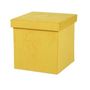 Voir la diapositive 1 : DIVERS Pouf de rangement pliable Kube en velours côtelé - Jaune