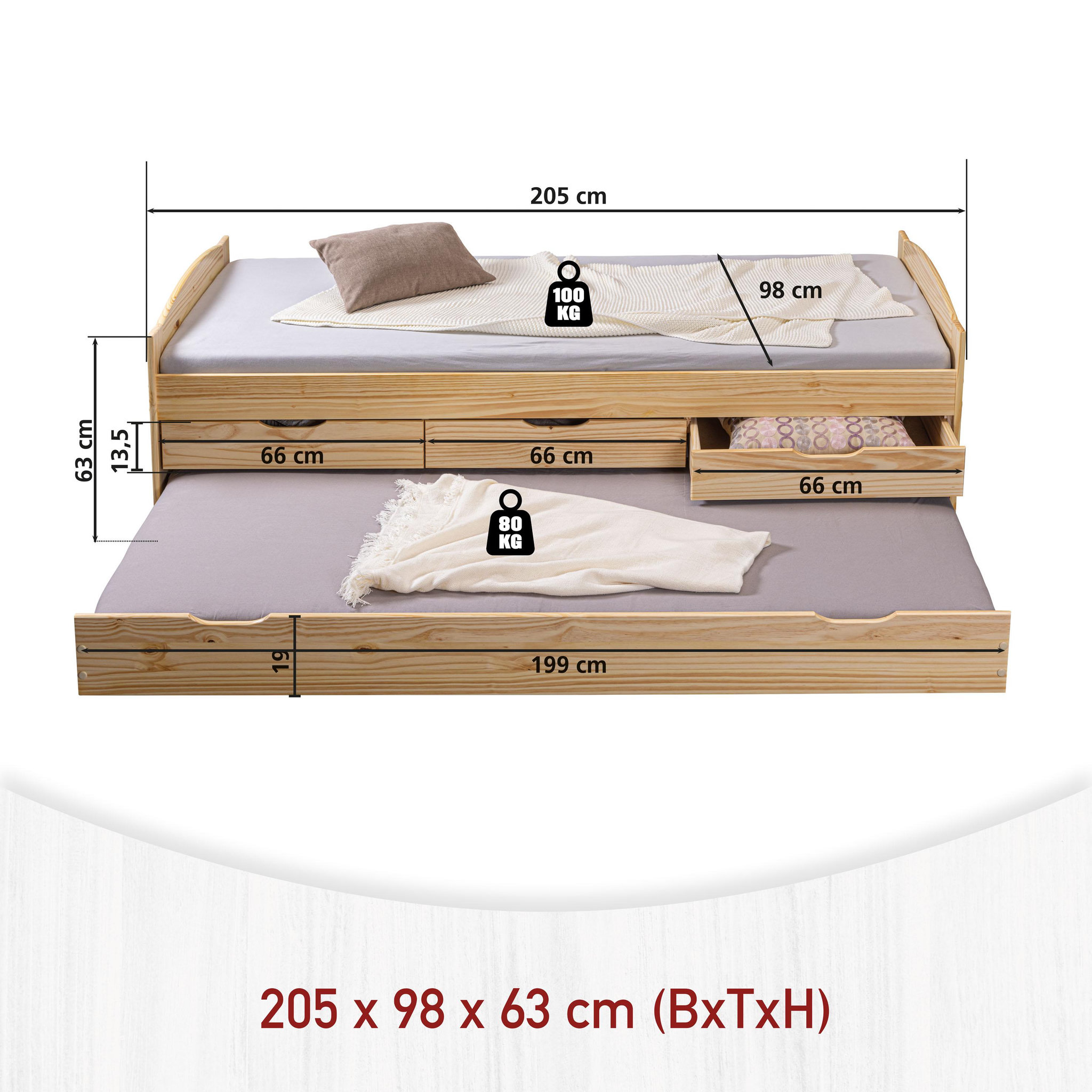 INTERLINK Lit gigogne MARINELLA 90x200
