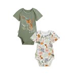 Petit Béguin Lot de 2 bodies bébé manches courtes Dumbea. Coloris disponibles : Vert
