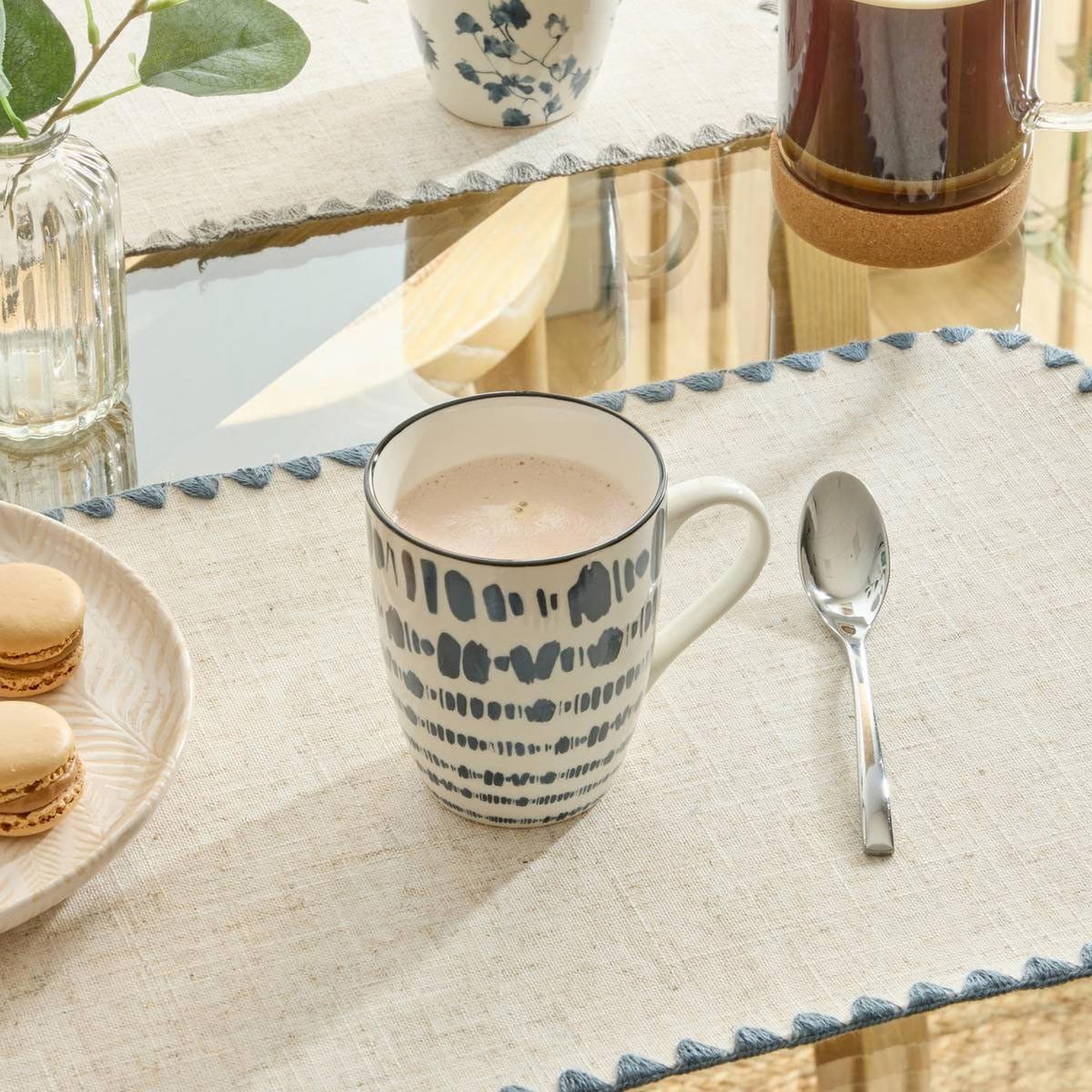 Voir la diapositive 3 : SECRET DE GOURMET Lot de 6 mugs en porcelaine  umami rayon  31cl bleu