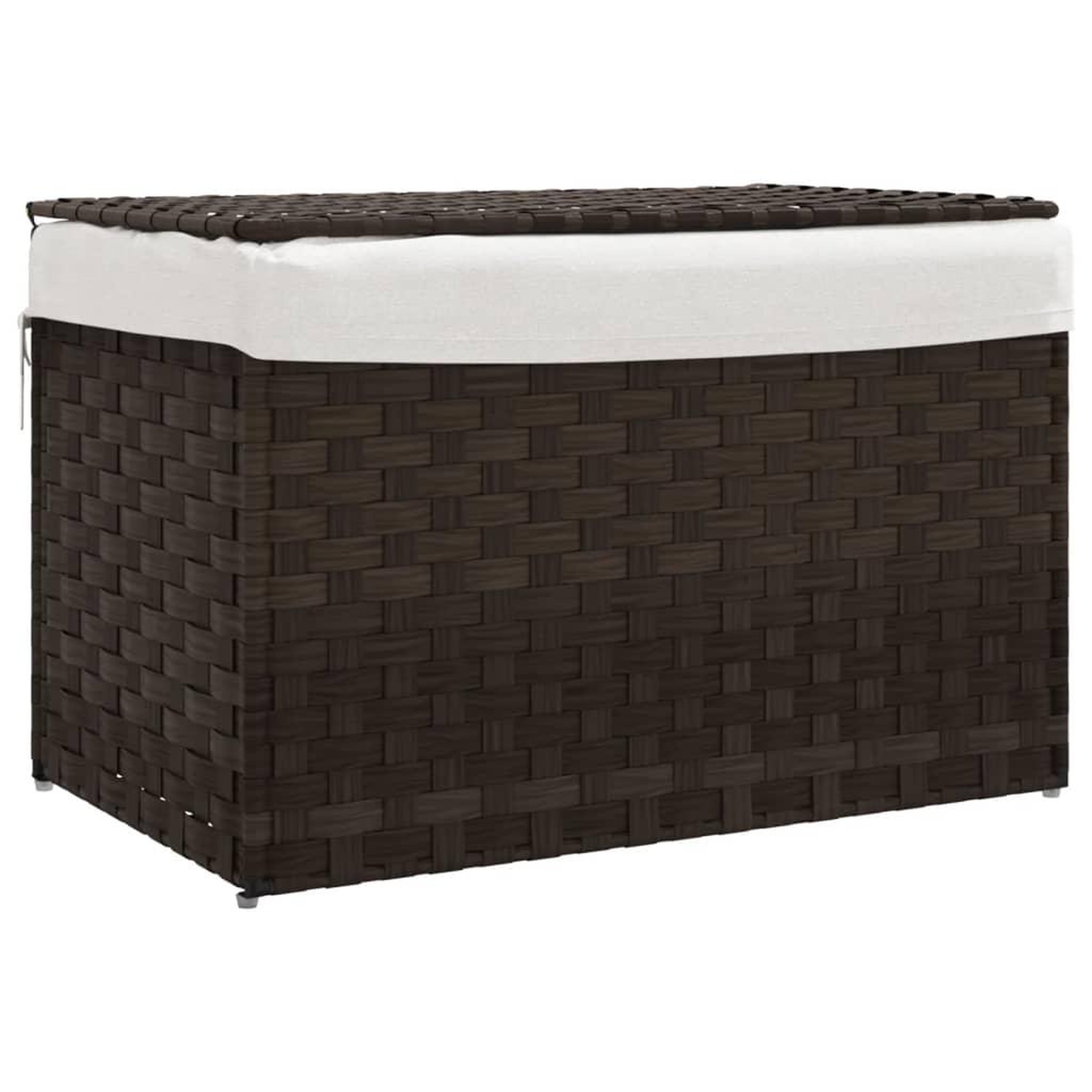 Voir la diapositive 2 : VIDAXL Panier a linge avec couvercle marron fonce resine tressee