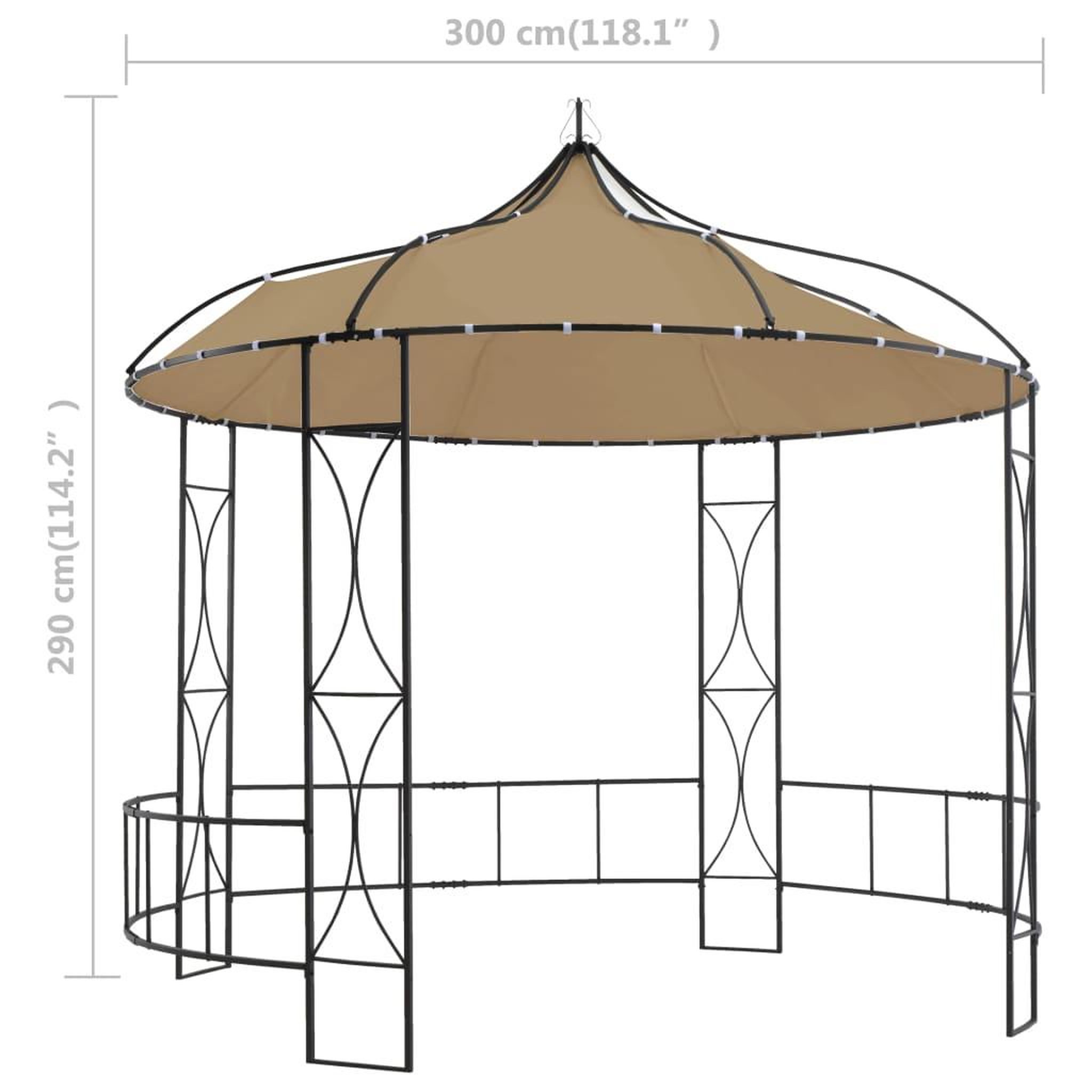 Voir la diapositive 6 : VIDAXL Belvedere 300x290 cm taupe rond