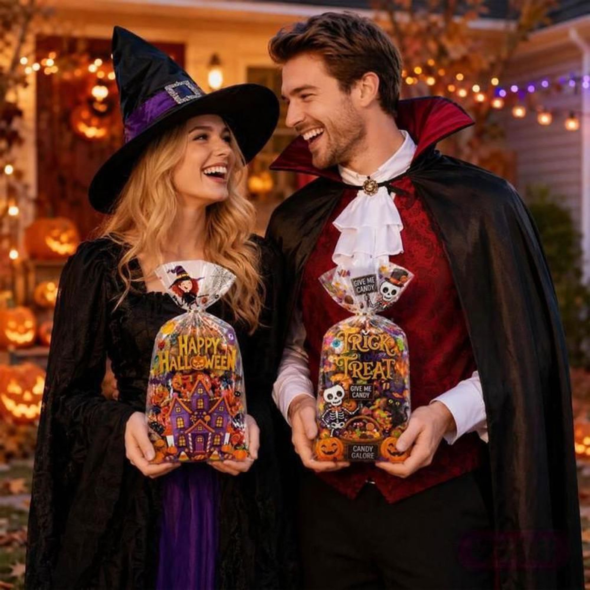 Voir la diapositive 4 : Sacs cadeaux bonbons Halloween multicolores 120 pièces