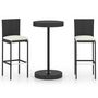 Voir la diapositive 2 : VIDAXL Ensemble de bar de jardin 3 pcs et coussins Resine tressee Noir