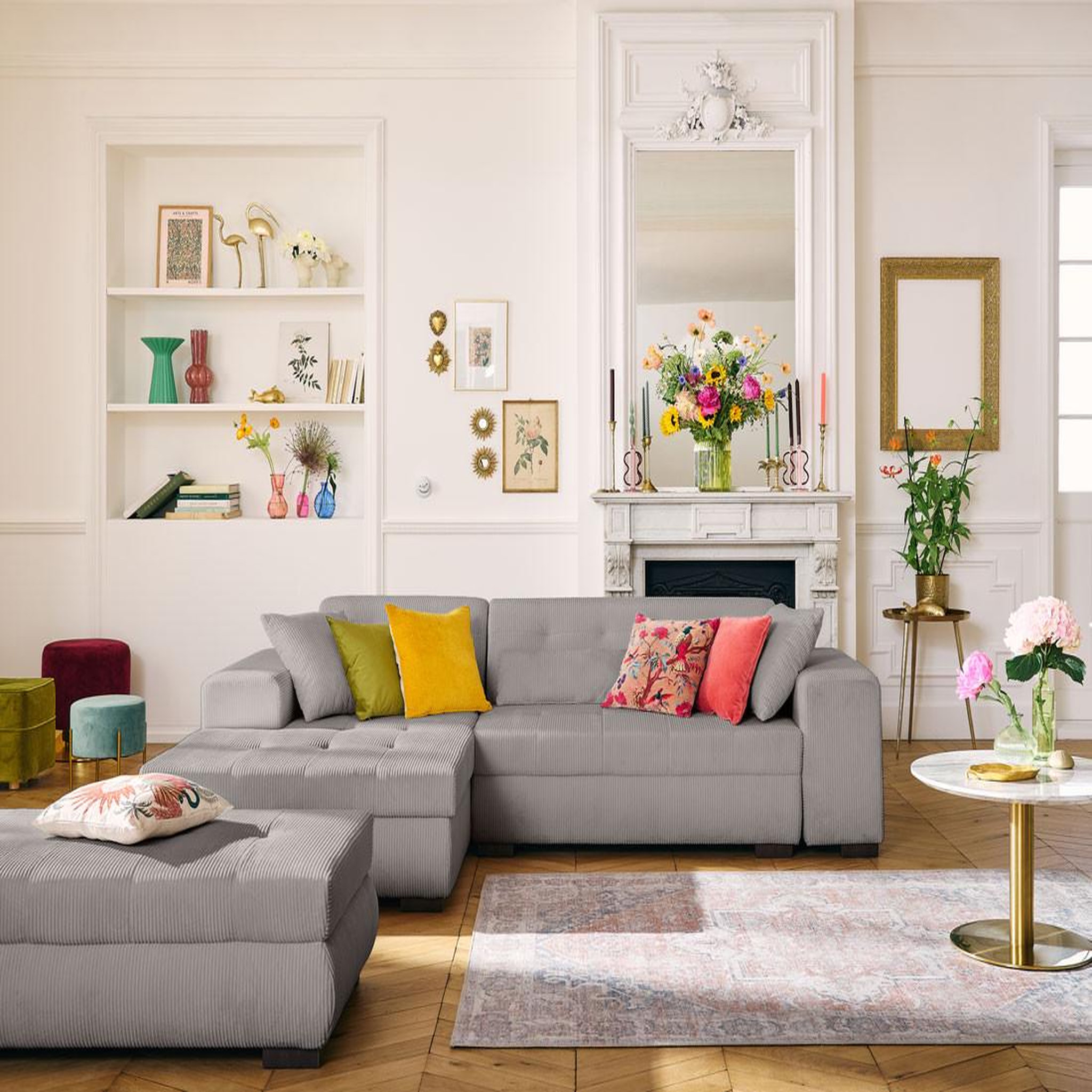Voir la diapositive 2 : LISA DESIGN Vermont - pouf d'appoint - en velours côtelé