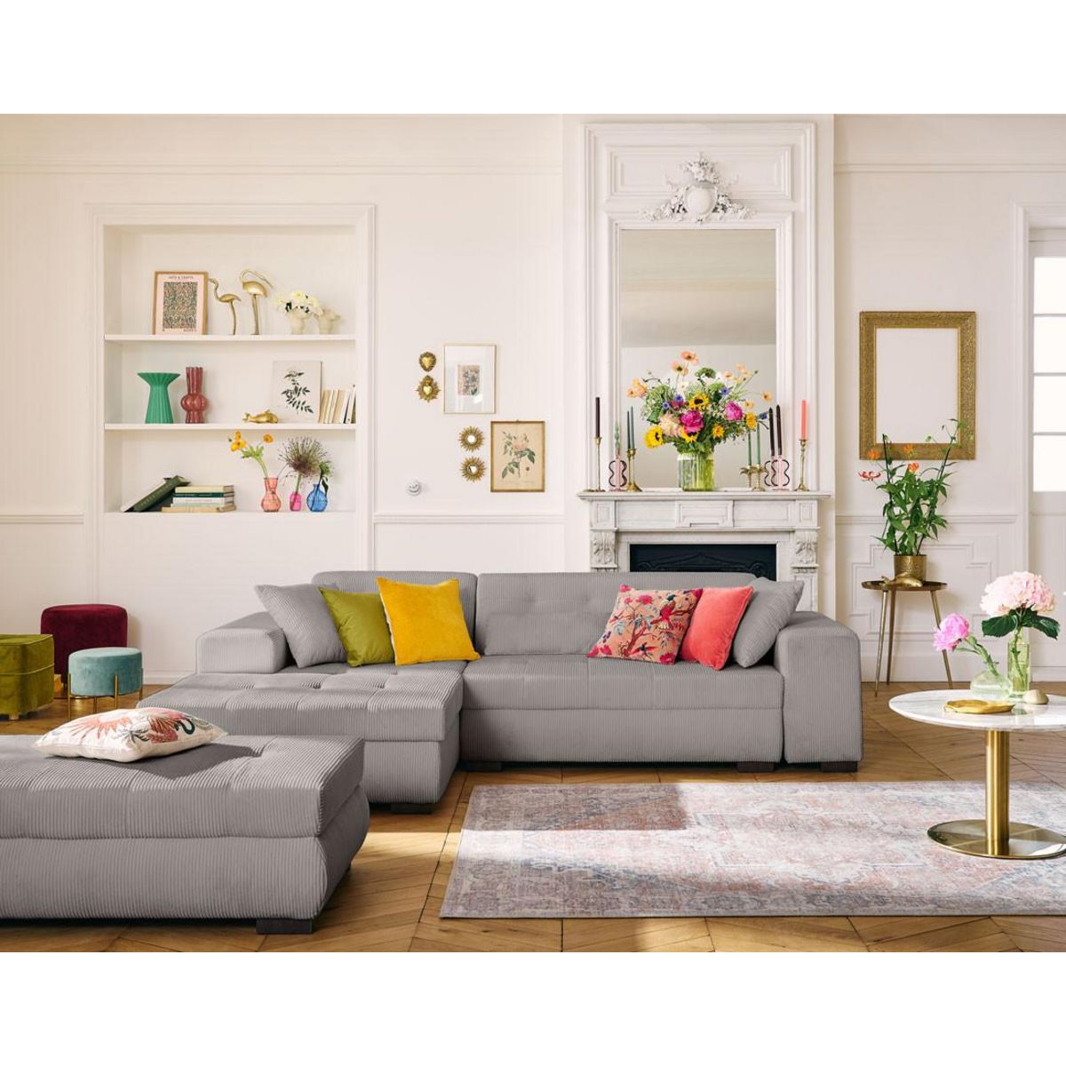 LISA DESIGN Vermont - pouf d'appoint - en velours côtelé