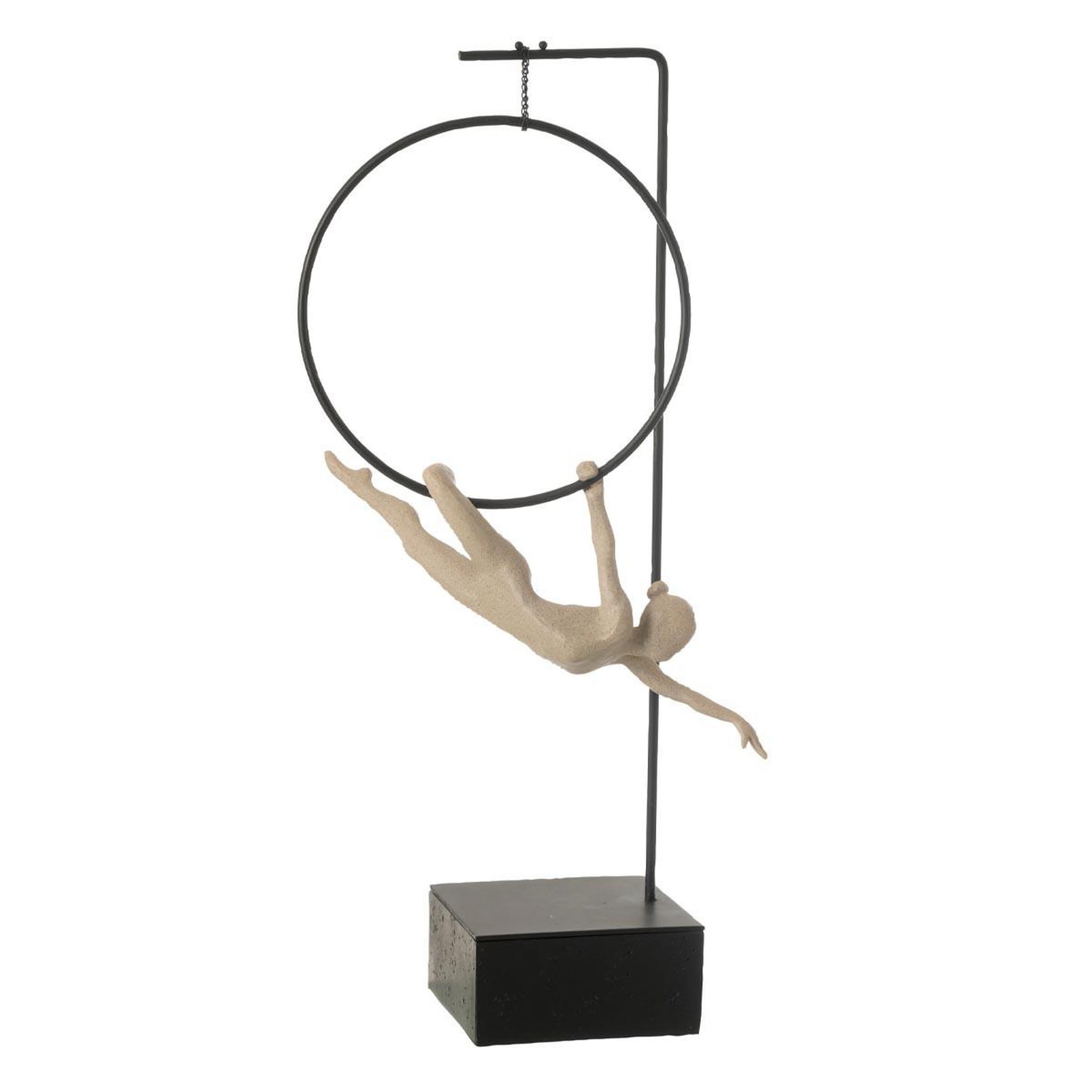 J-LINE Gymnaste cerceau sur socle  gamma  55cm beige & noir