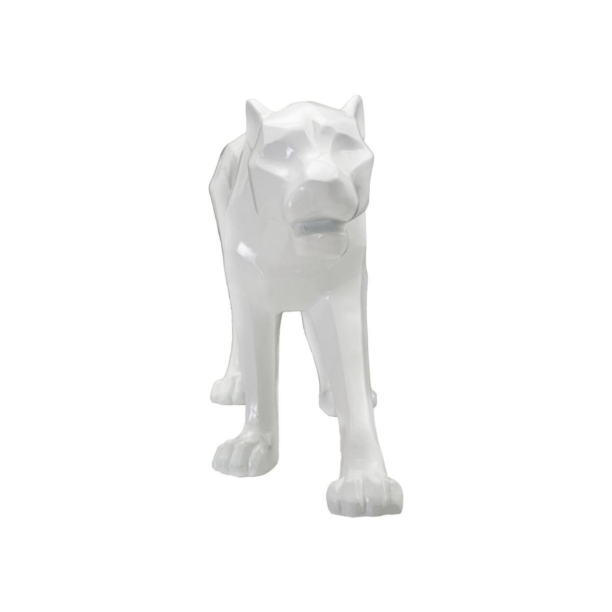 Voir la diapositive 3 : Paris Prix Statuette déco en résine  panthère  70cm blanc