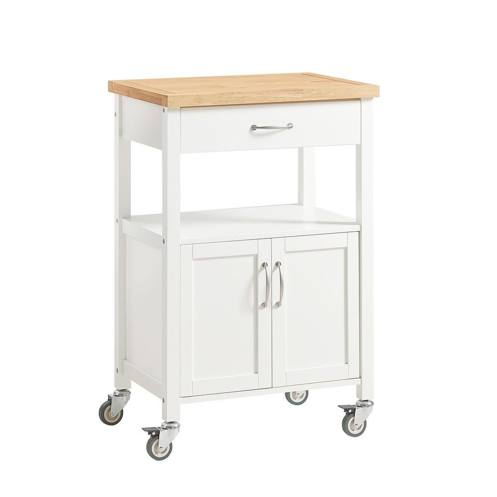 SOBUY Chariot de cuisine avec tiroir et roulettes blanc 60x45x92cm fkw22-ii-wn