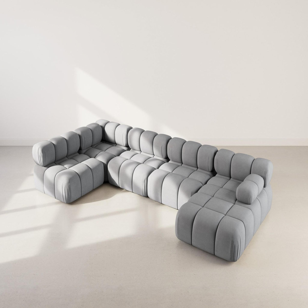 LISA DESIGN Ruby - canapé panoramique modulable d'angle gauche 7 places en velours texturé