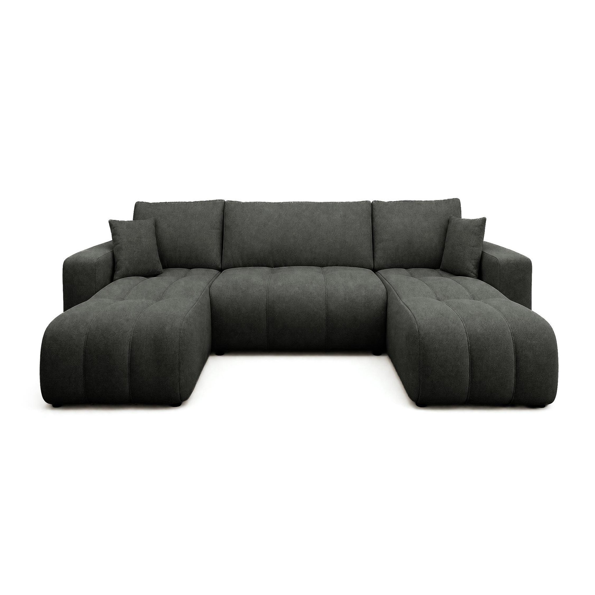 Voir la diapositive 1 : BEST MOBILIER Nicole - canapé panoramique en u 7 places convertible avec coffre en tissu