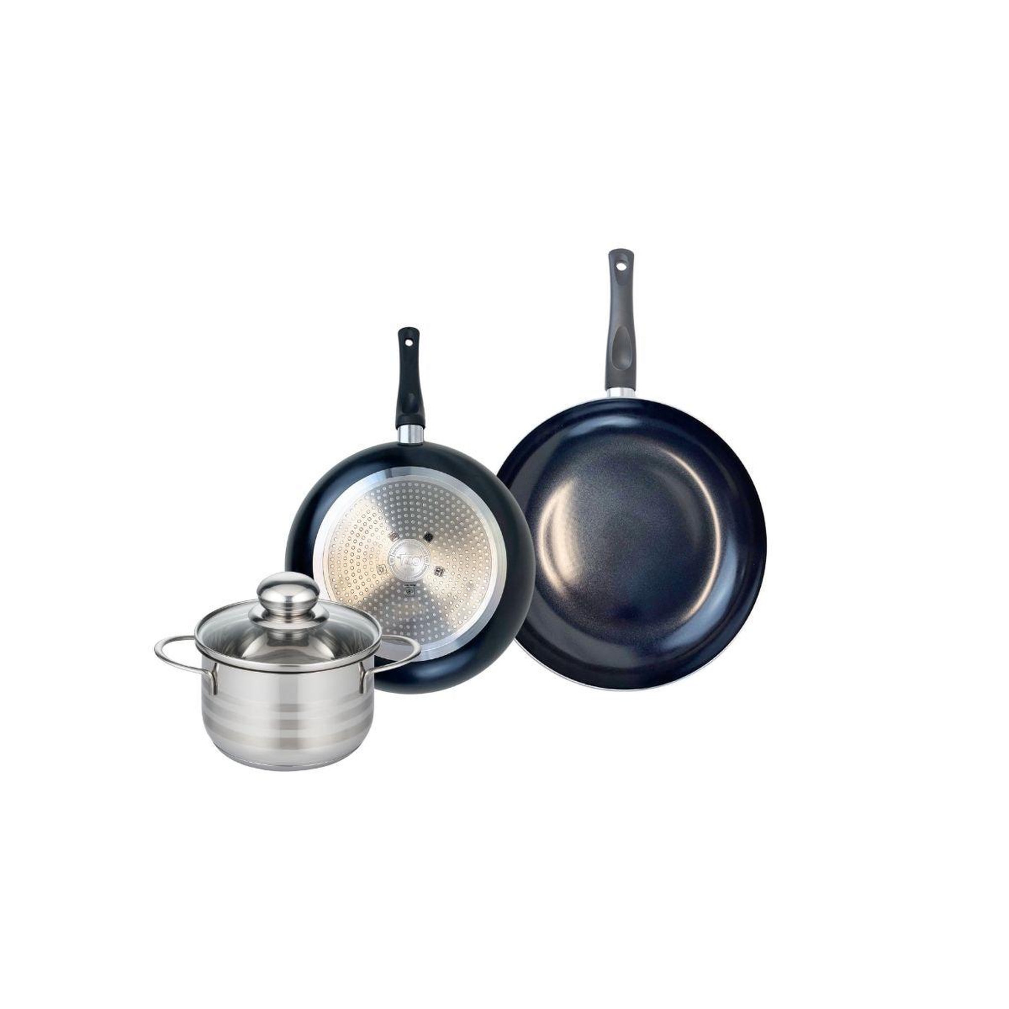 ELO Ensemble de 2 poêles de cuisson 20 et 24 cm et 1 faitout 14 cm elo prima brillant