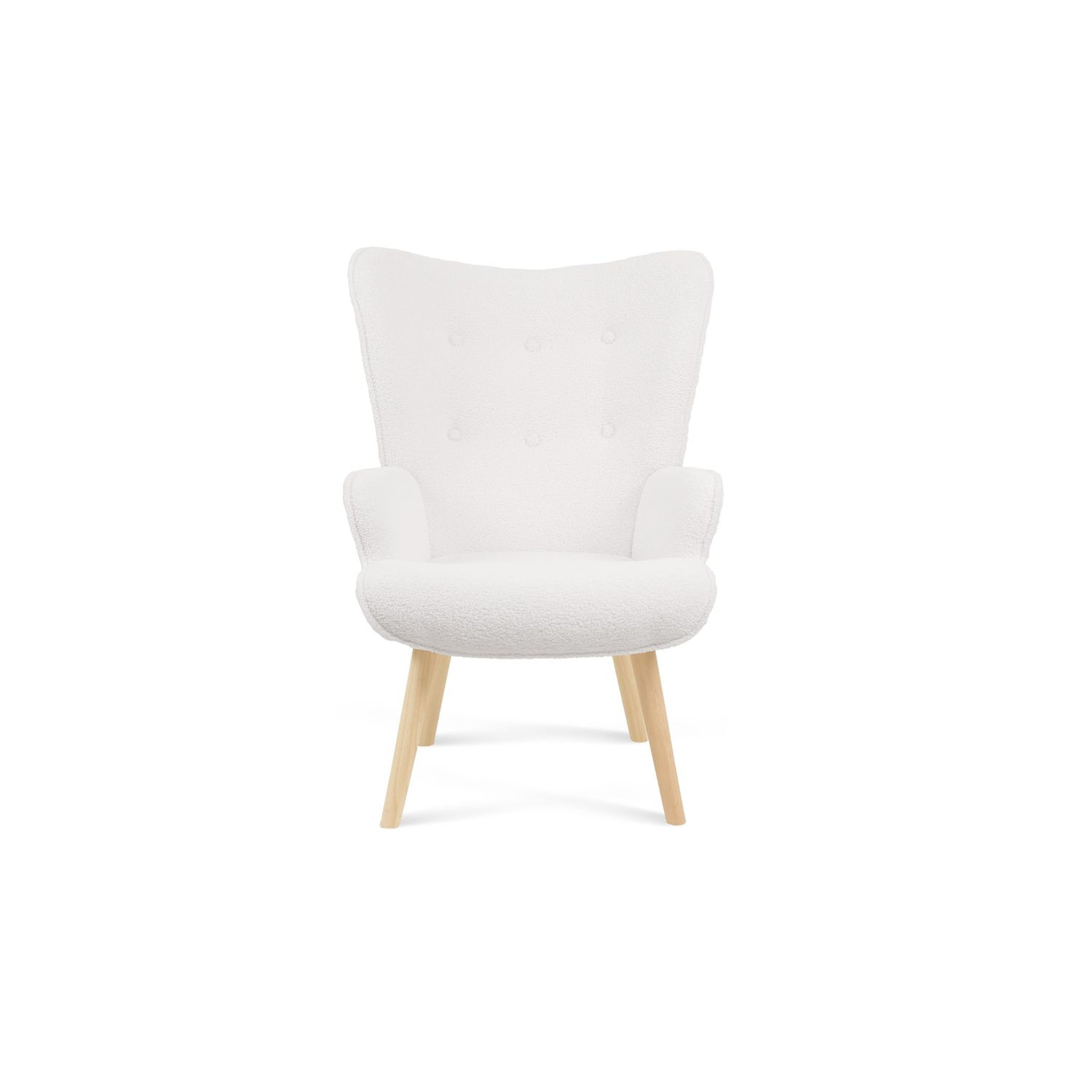 Voir la diapositive 2 : Fauteuil tissu bouclette blanc SVEN