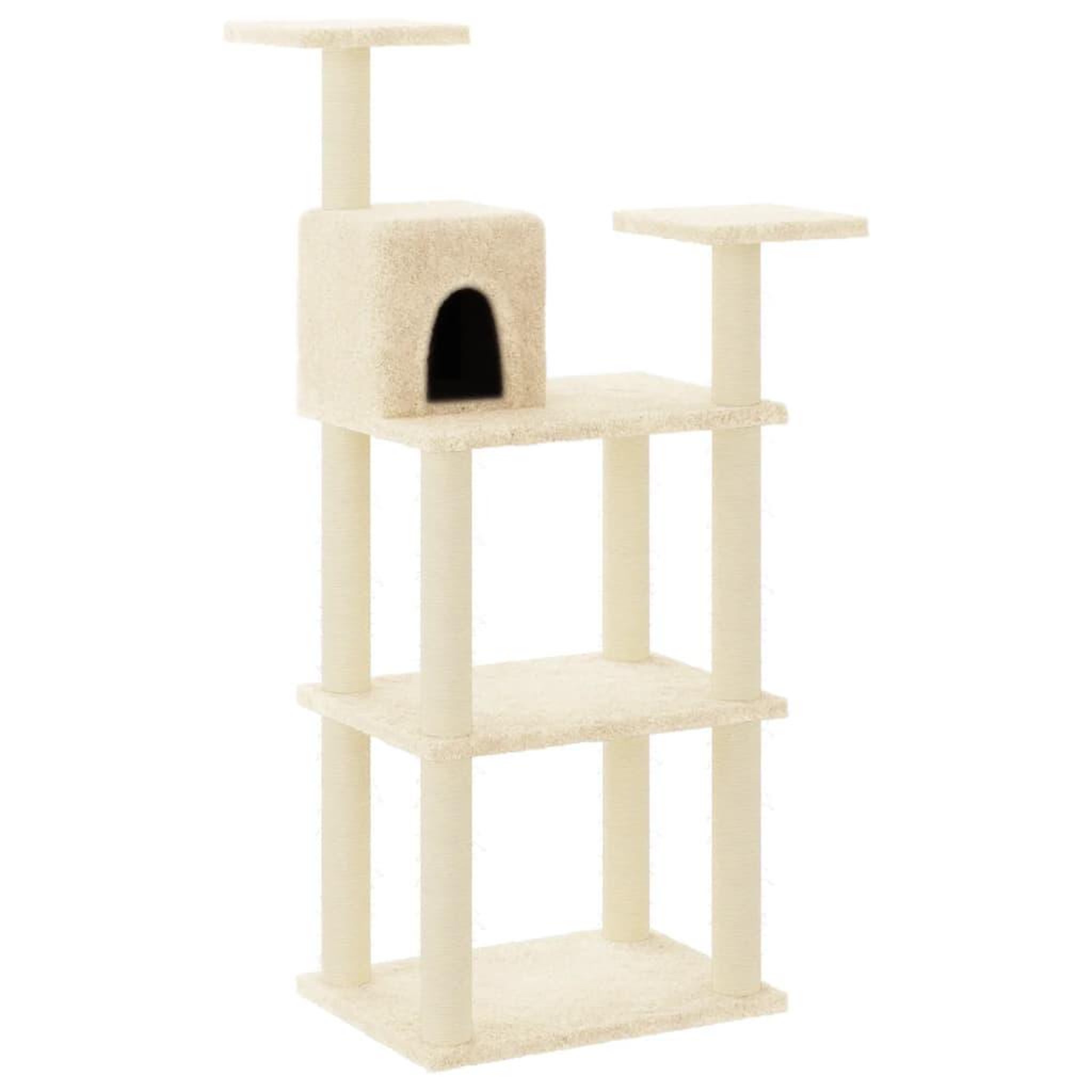 Voir la diapositive 2 : VIDAXL Arbre a chat avec griffoirs en sisal creme 118,5 cm