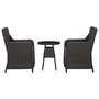 Voir la diapositive 1 : VIDAXL Mobilier de bistro 3 pcs avec coussins Resine tressee Noir