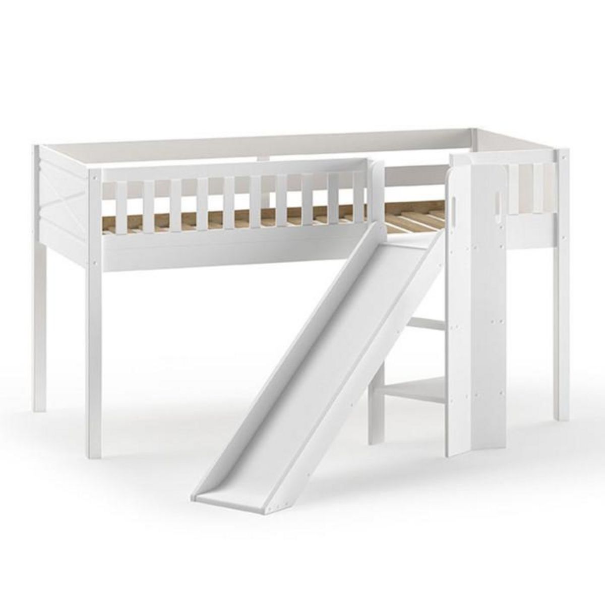 Paris Prix Lit Enfant Toboggan & Tente  Scott Fire Trucker  90x200cm Blanc