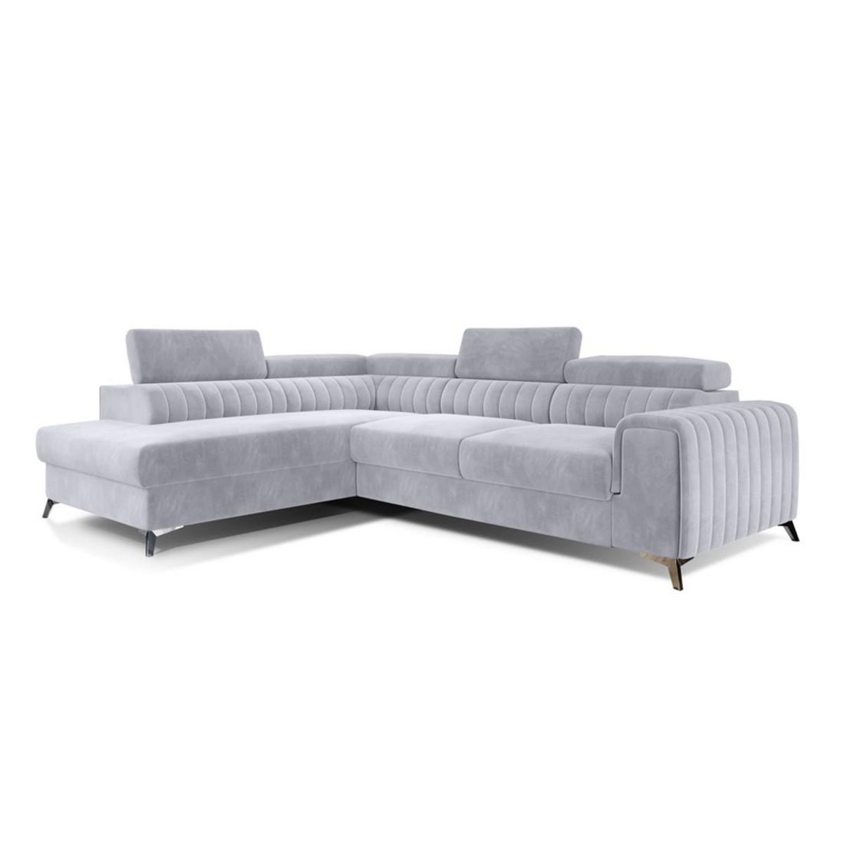 BEST MOBILIER Talisay - canapé d'angle gauche - 5 places - convertible avec coffre - en velours