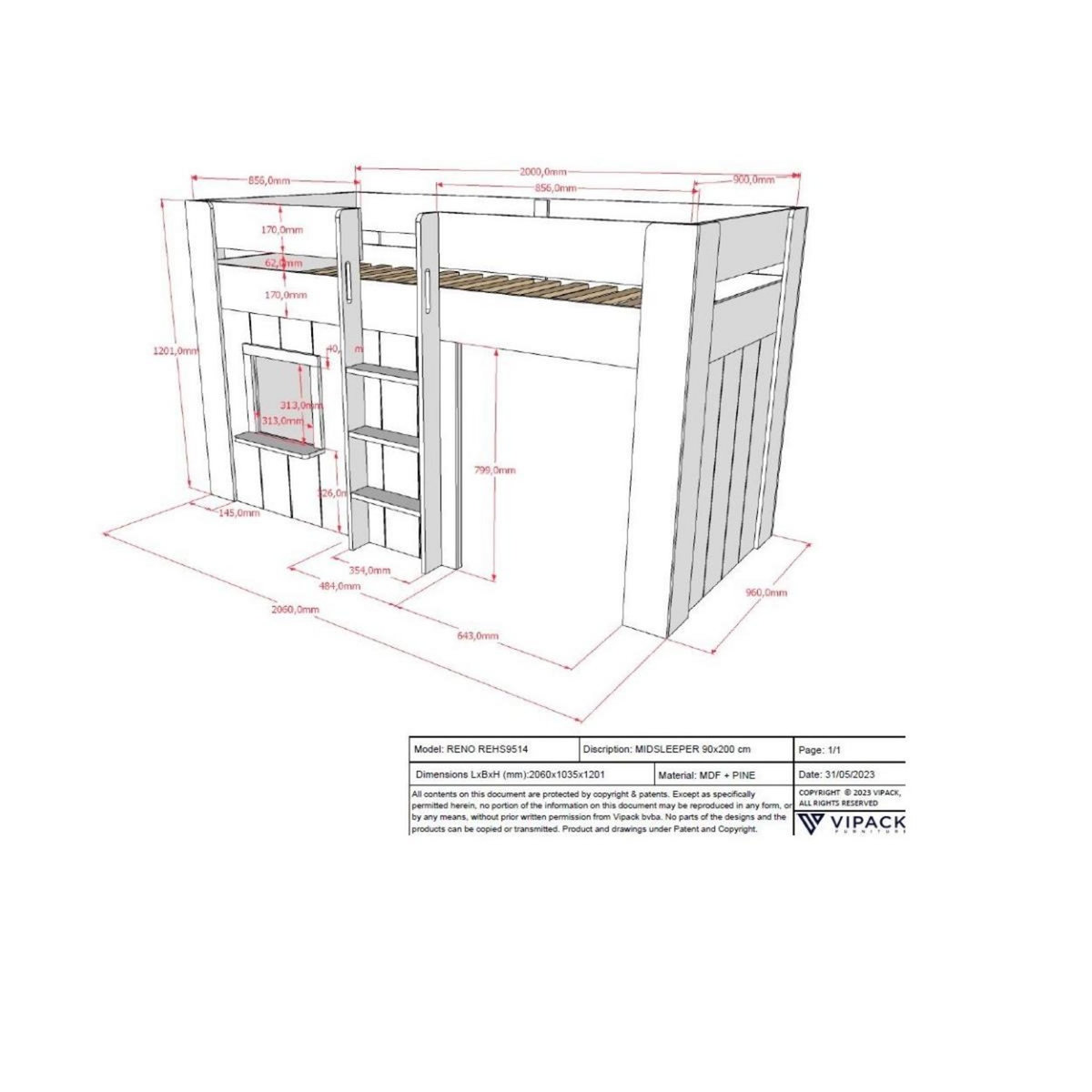 Paris Prix Lit Cabane Enfant  Reno  90x200cm Blanc