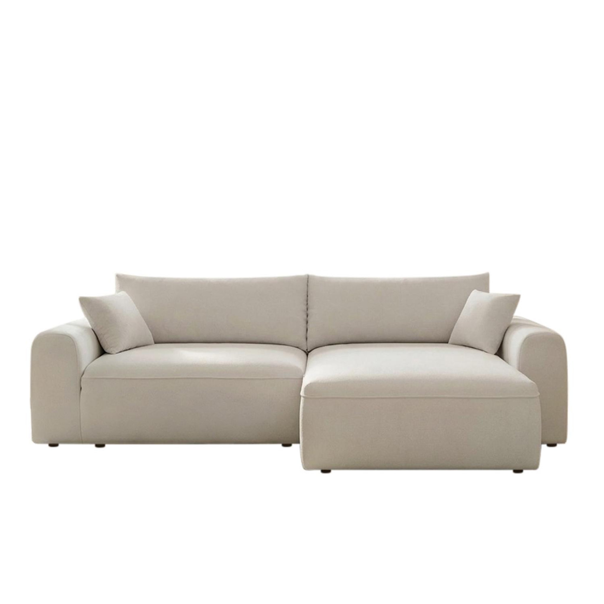 CONCEPT USINE Canapé d'angle convertible 4 places en tissu bouclé avec coffre de rangement belair