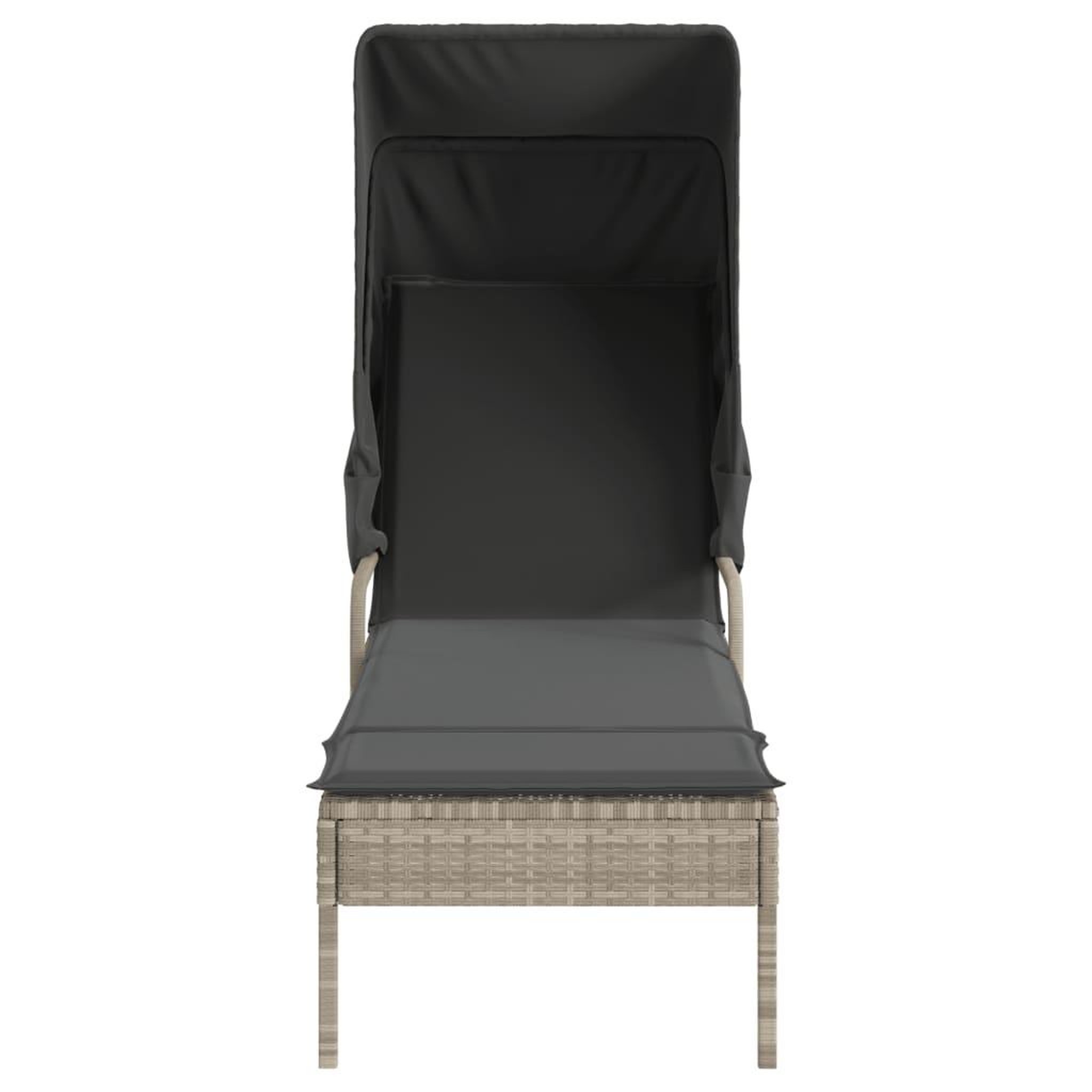 Voir la diapositive 4 : VIDAXL Chaise longue avec auvent gris clair resine tressee