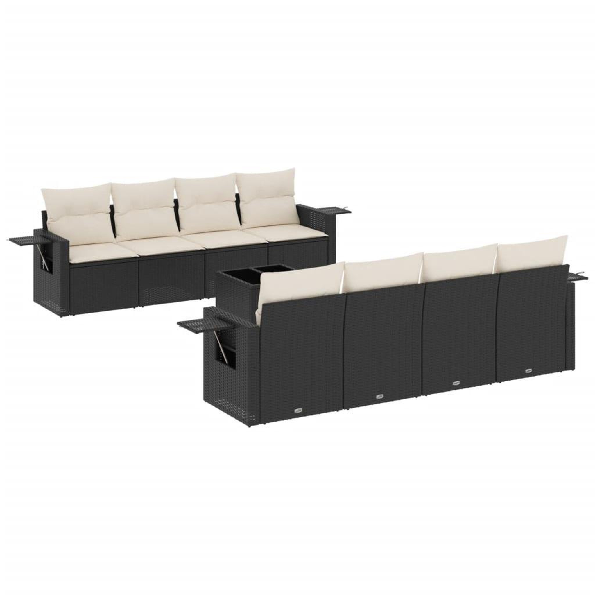 Voir la diapositive 2 : VIDAXL Salon de jardin 9 pcs avec coussins noir resine tressee