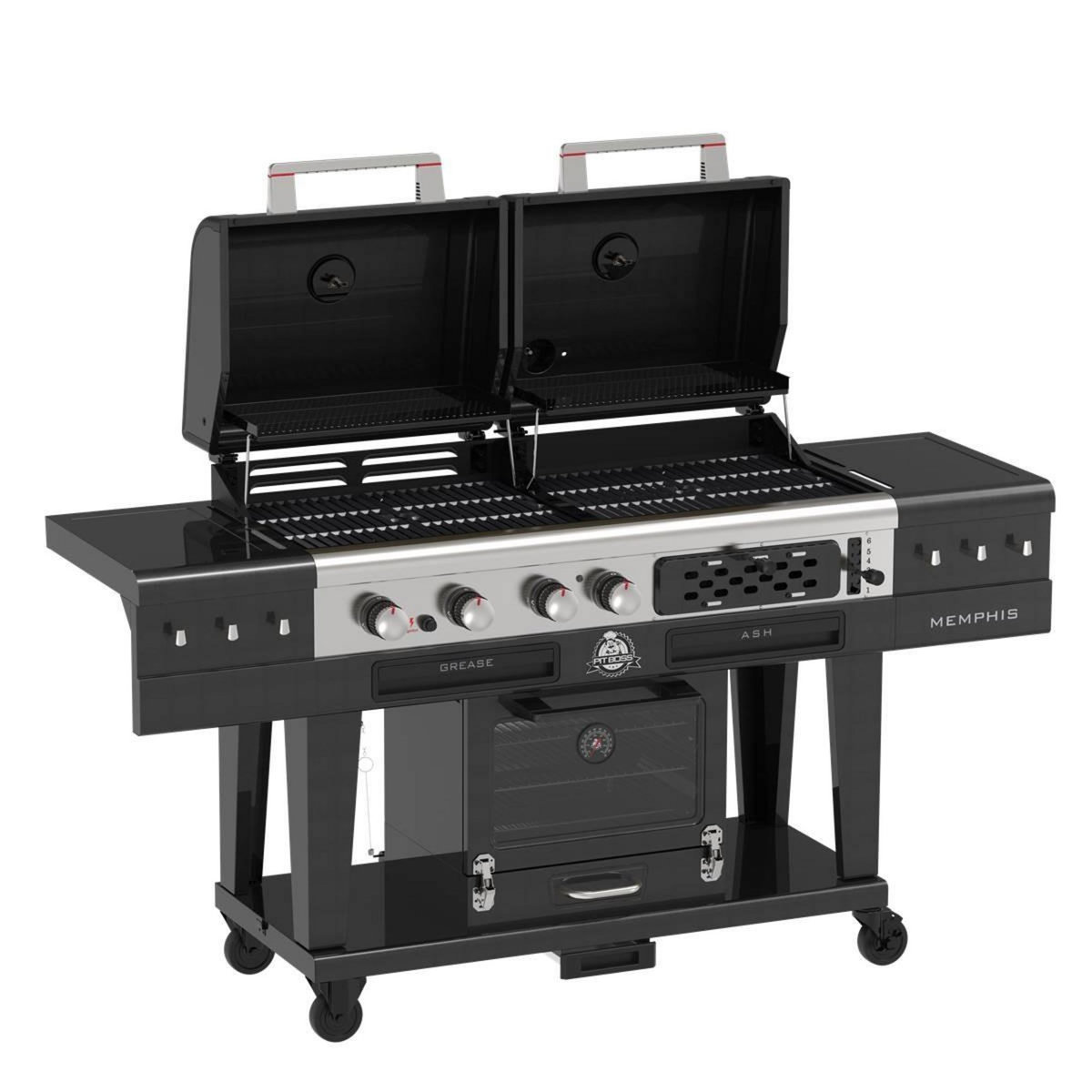 PITBOSS Barbecue Hybride 3-en-1 : Gaz, Charbon, Fumoir Électrique BBQ Cuisine Extérieure Conviviale Memphis Ultimate 2.0 PIT BOSS