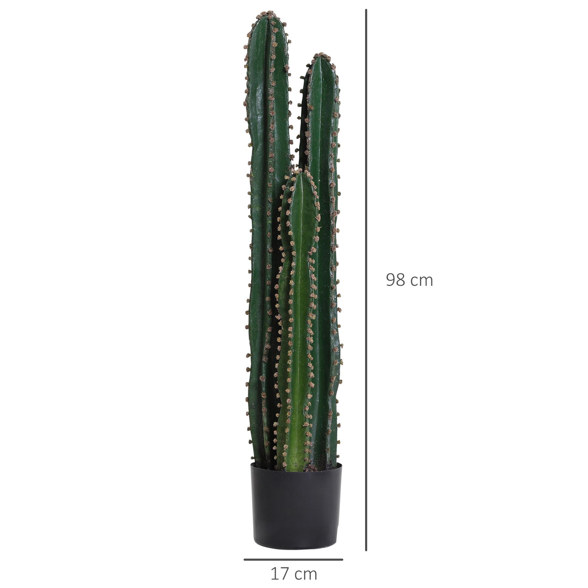 Voir la diapositive 3 : OUTSUNNY Cactus artificiel grand réalisme plante artificielle grande taille dim. Ø 17 x 100H cm vert