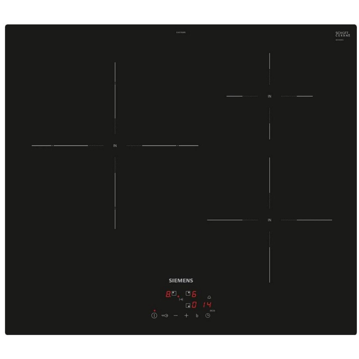 Siemens Table de cuisson induction 60cm 3 foyers 4600w noir - EU611BJB5E