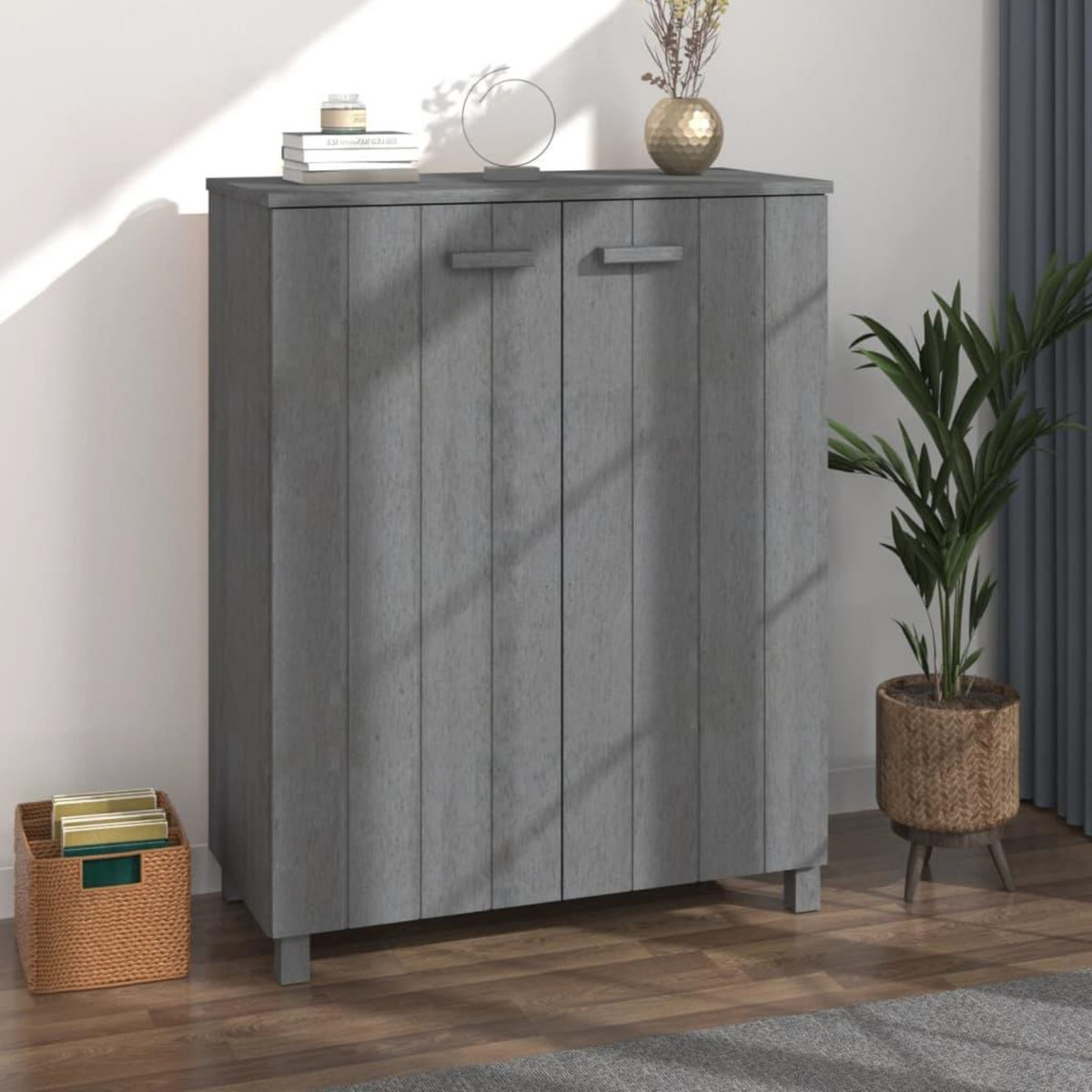VIDAXL Armoire a chaussures HAMAR Gris fonce 85x40x108 cm Pin massif