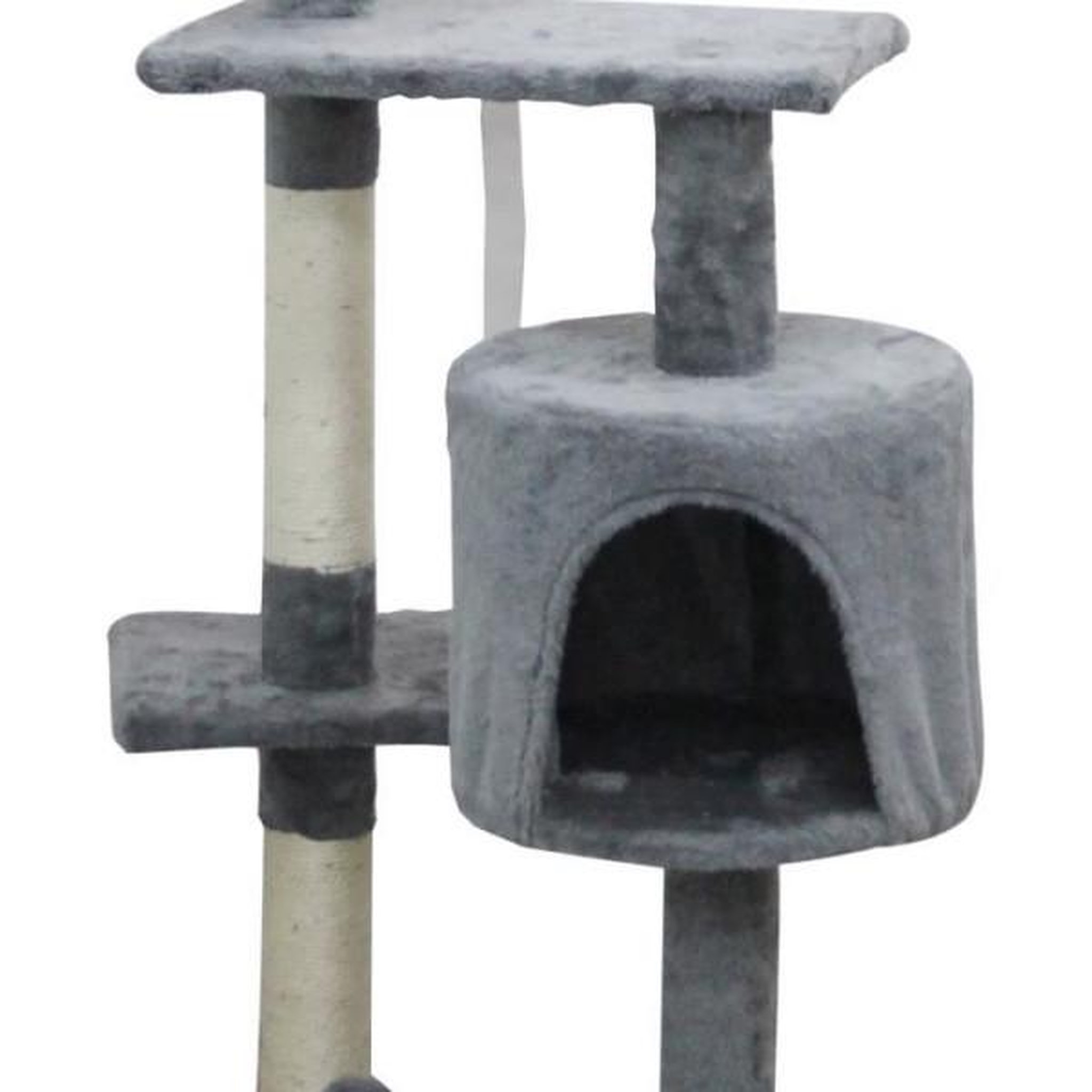 Voir la diapositive 4 : MARKET24 JASPER Arbre a chat gris 40 x 40 x 114 cm -3 plateformes, 1 niche, poteaux a griffer