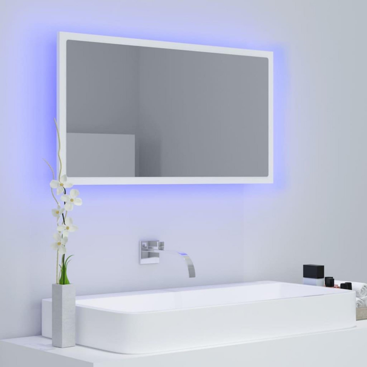 VIDAXL Miroir a LED de salle de bain Blanc 80x8,5x37 cm Acrylique