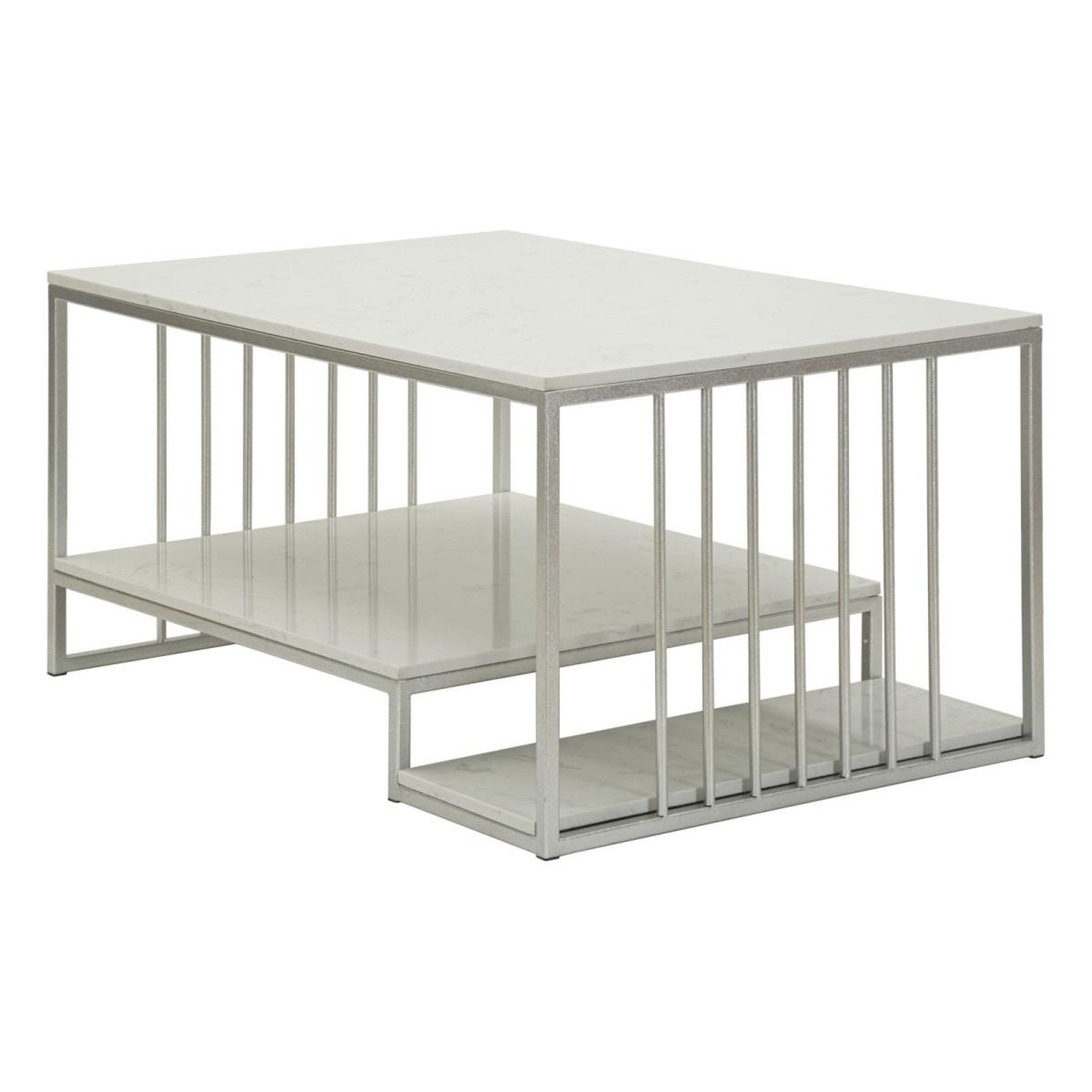 Voir la diapositive 3 : Paris Prix Table basse en marbre  kayseri  90cm argent & blanc