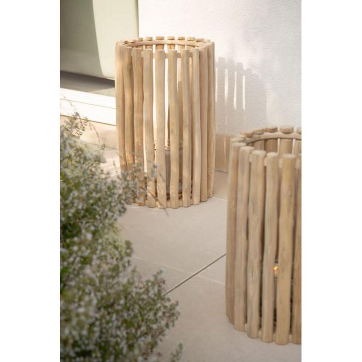 Paris Prix Lot de 2 Lanternes en Teck  Myrtle  60cm Naturel