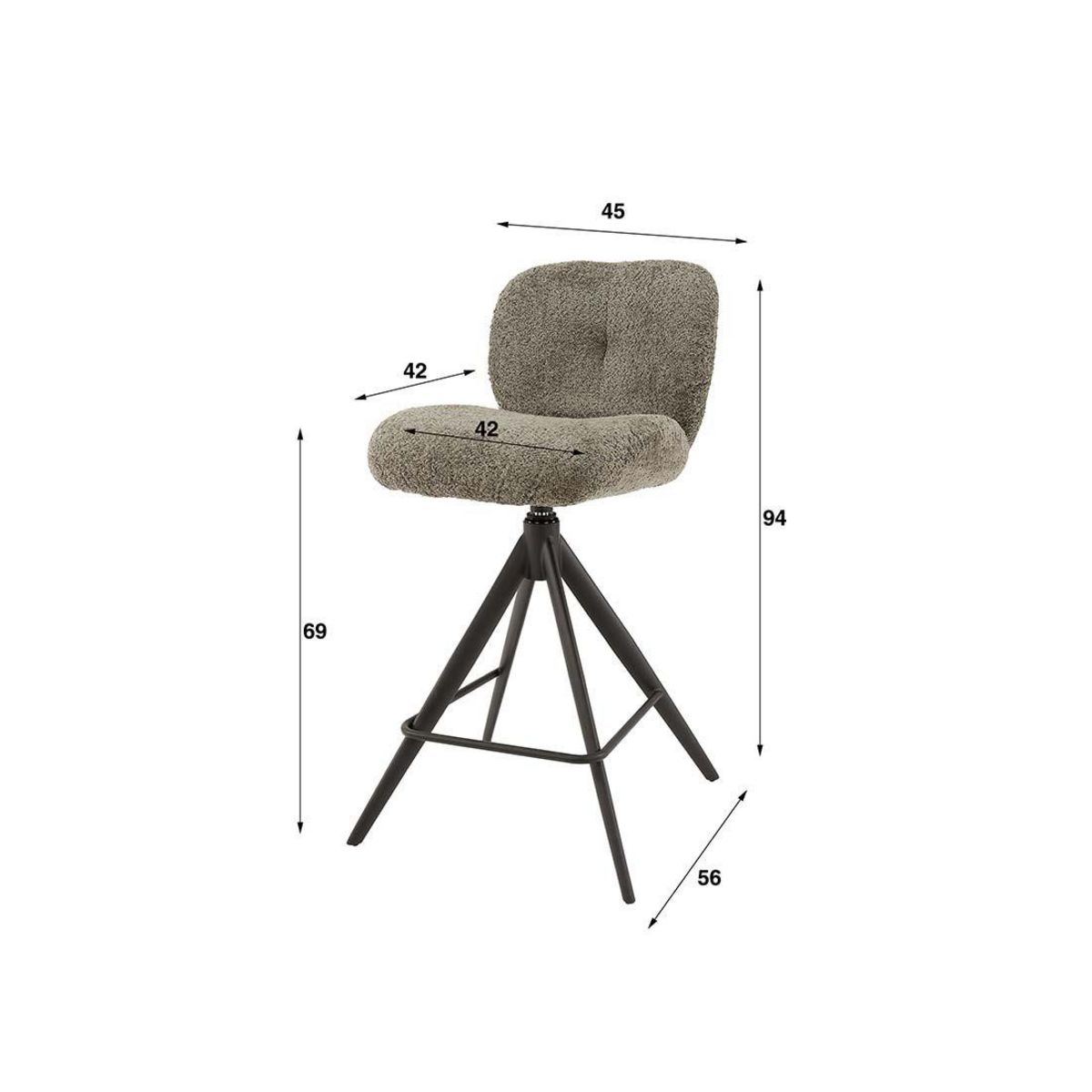 LISA DESIGN Arani - lot de 2 tabourets de bar pivotants - en tissu bouclette taupe