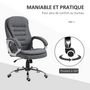 Voir la diapositive 6 : HOMCOM Fauteuil de bureau manager chaise de bureau ergonomique double coussin réglable roulettes toile lin gris foncé