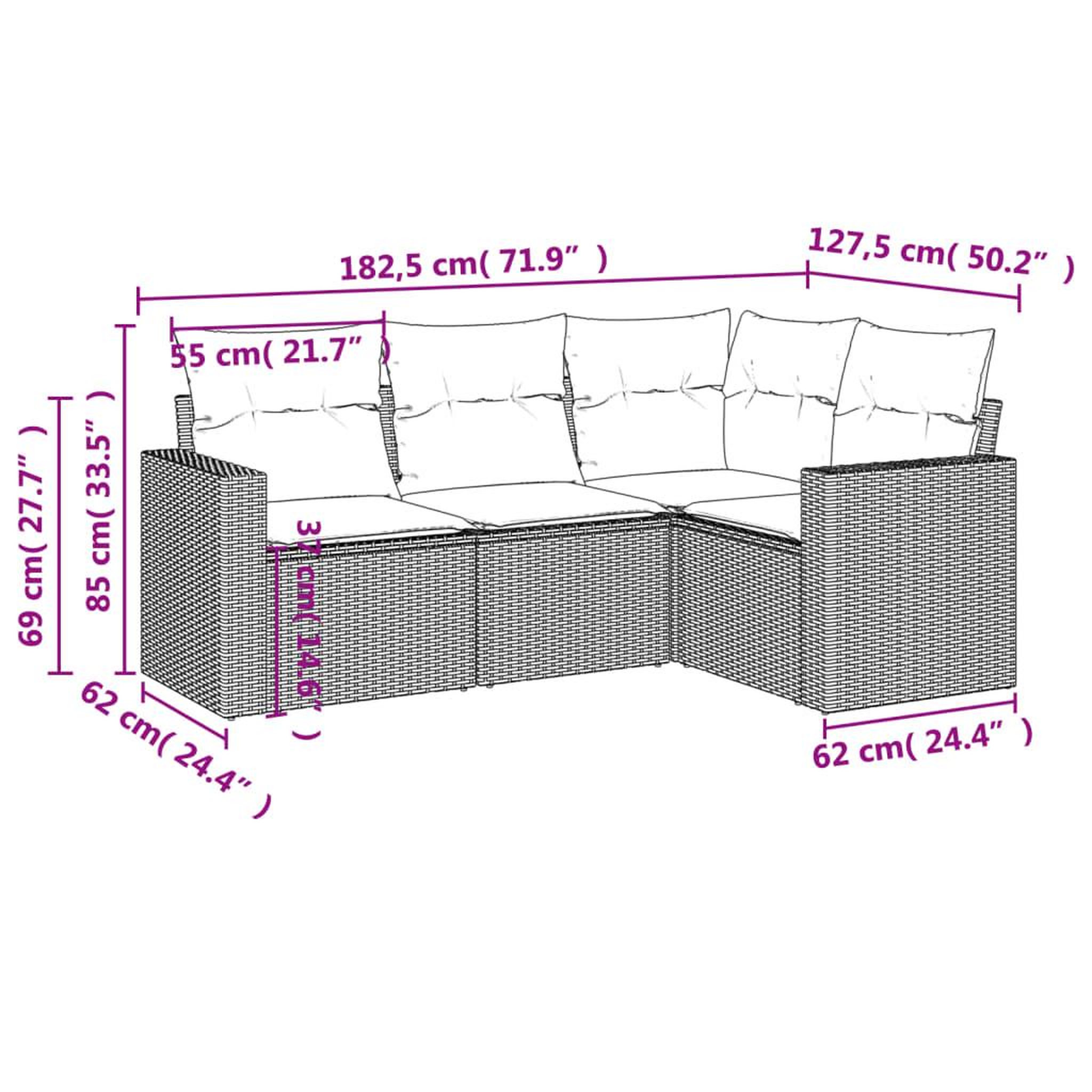Voir la diapositive 3 : VIDAXL Salon de jardin avec coussins 4 pcs beige resine tressee