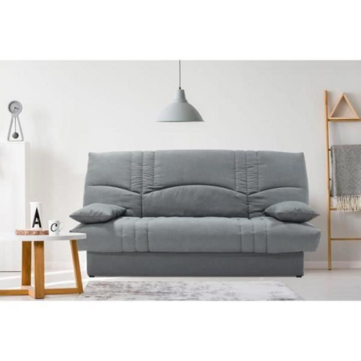 MARKET24 Clic clac 3 places THELMA - Tissu Soro gris moyen - Couchage 125x190 cm - L190 x P92 x H96 cm