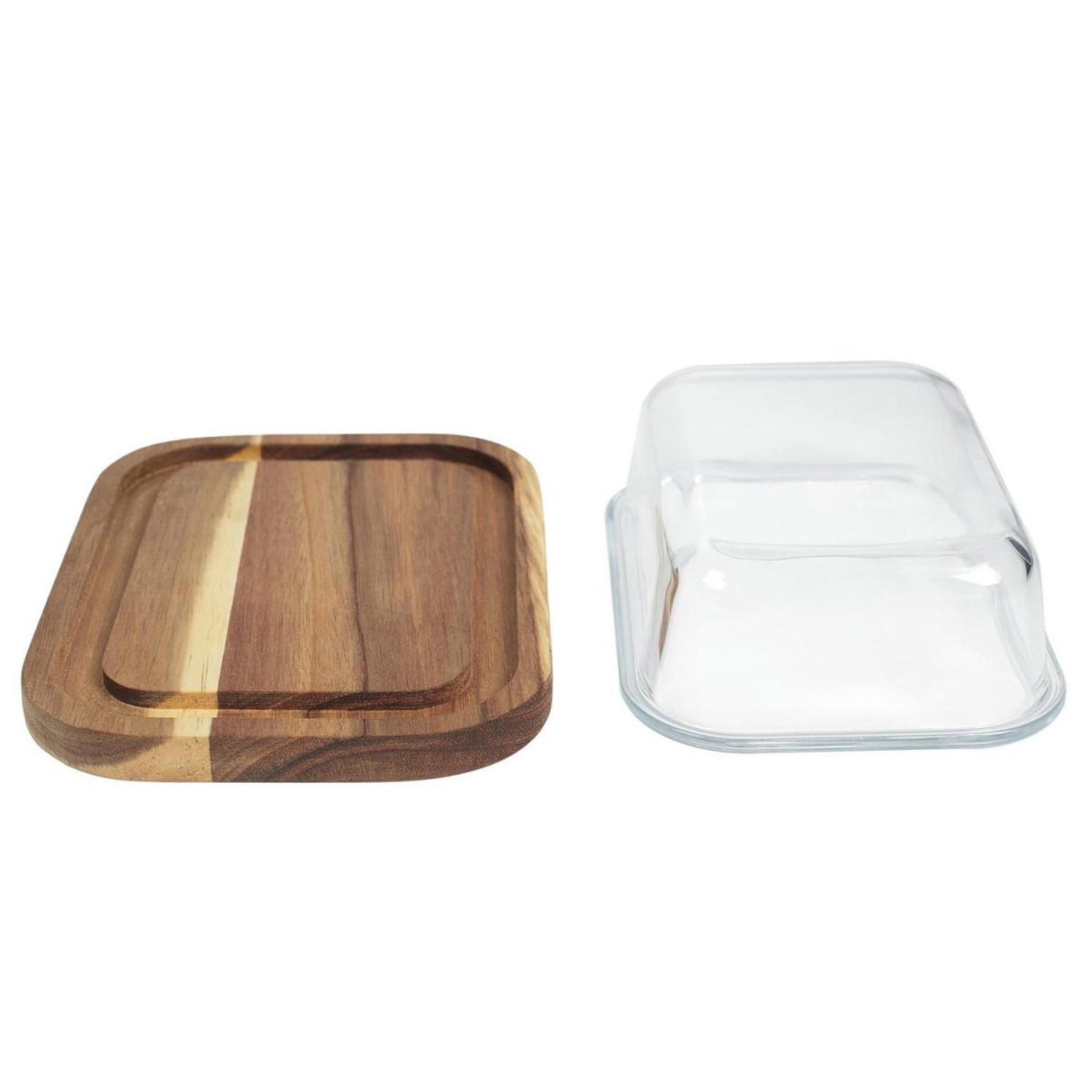 Voir la diapositive 3 : The Home Deco Factory Beurrier en Verre  Acacia  19cm Naturel