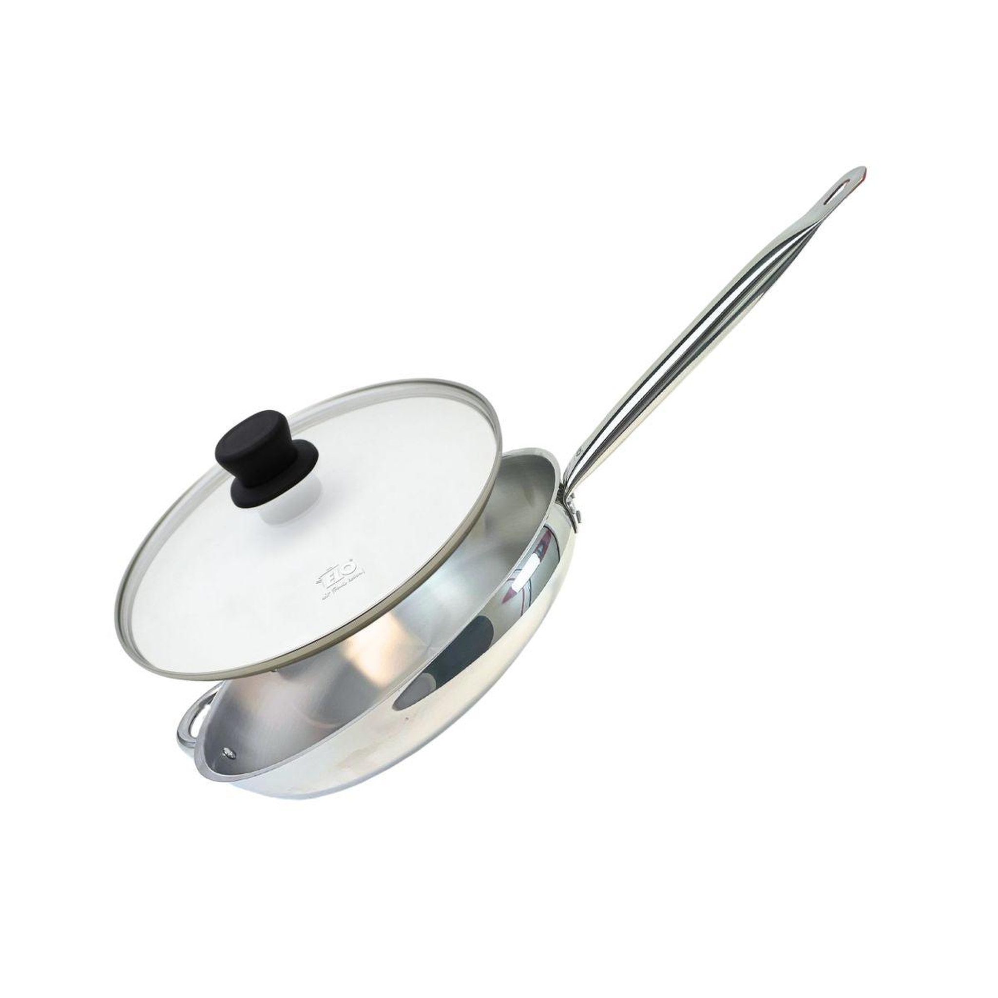 ELO Poêle à frire 32 cm en inox 18/10 et couvercle en verre elo profi therm