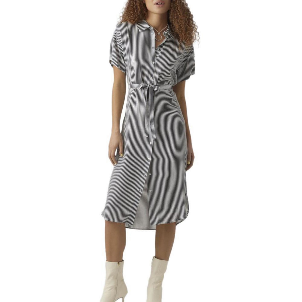 Vero Moda Robe à /Blanc Femme Vero  oda Bumpy