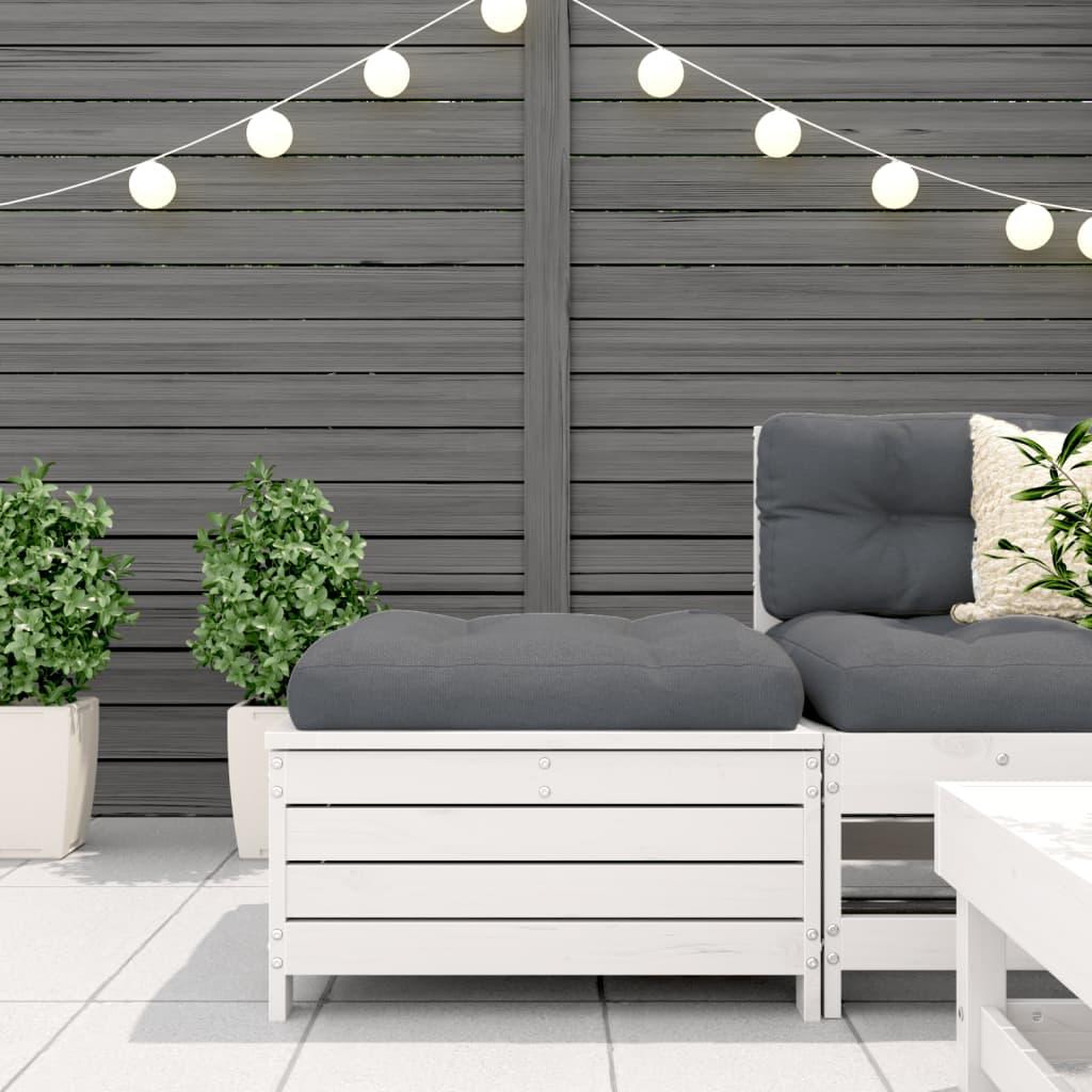 Voir la diapositive 3 : VIDAXL Repose-pied de jardin blanc 62x63,5x32 cm bois de pin massif